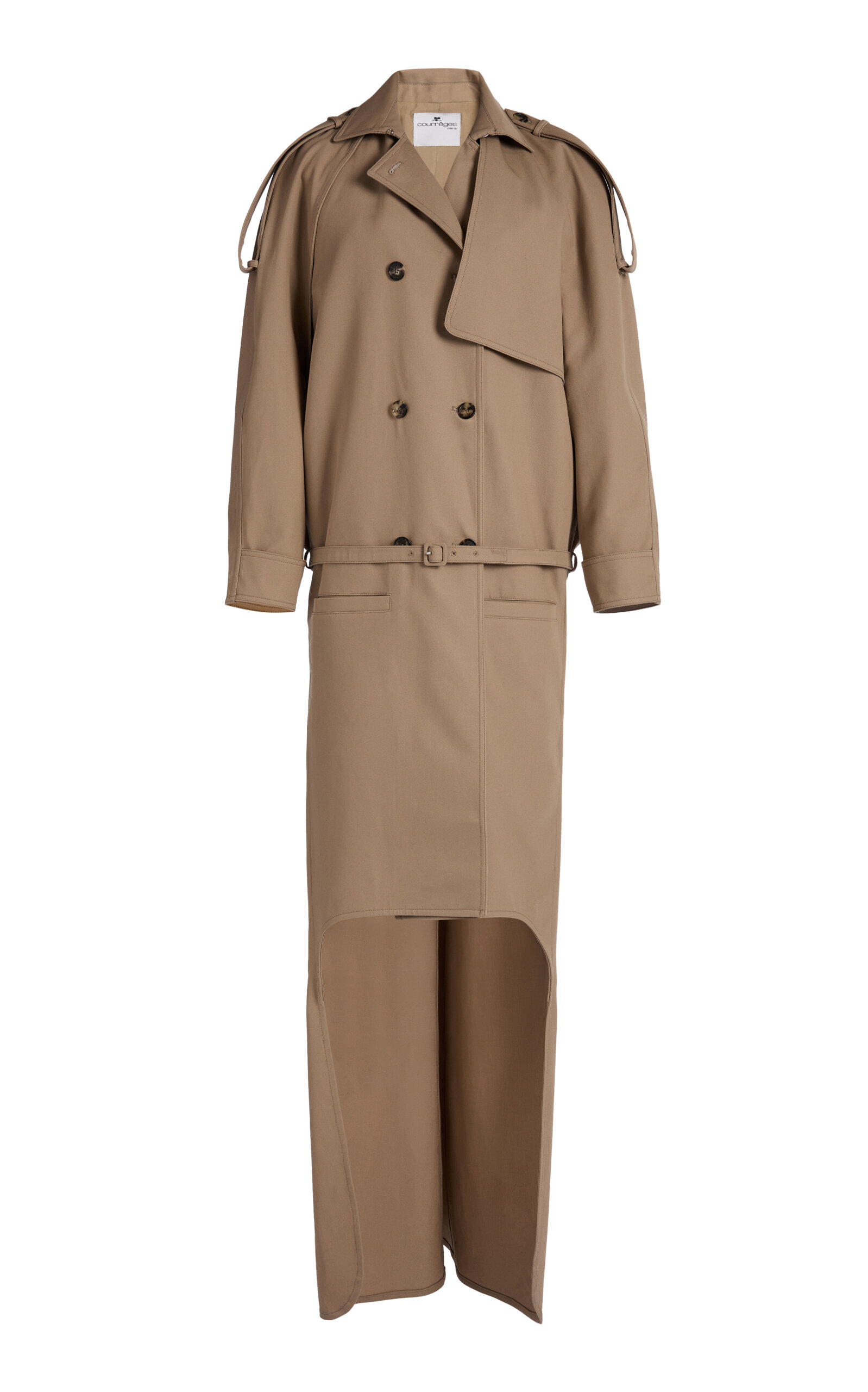 Courrèges Train-detailed Cotton Trench Coat In Brown