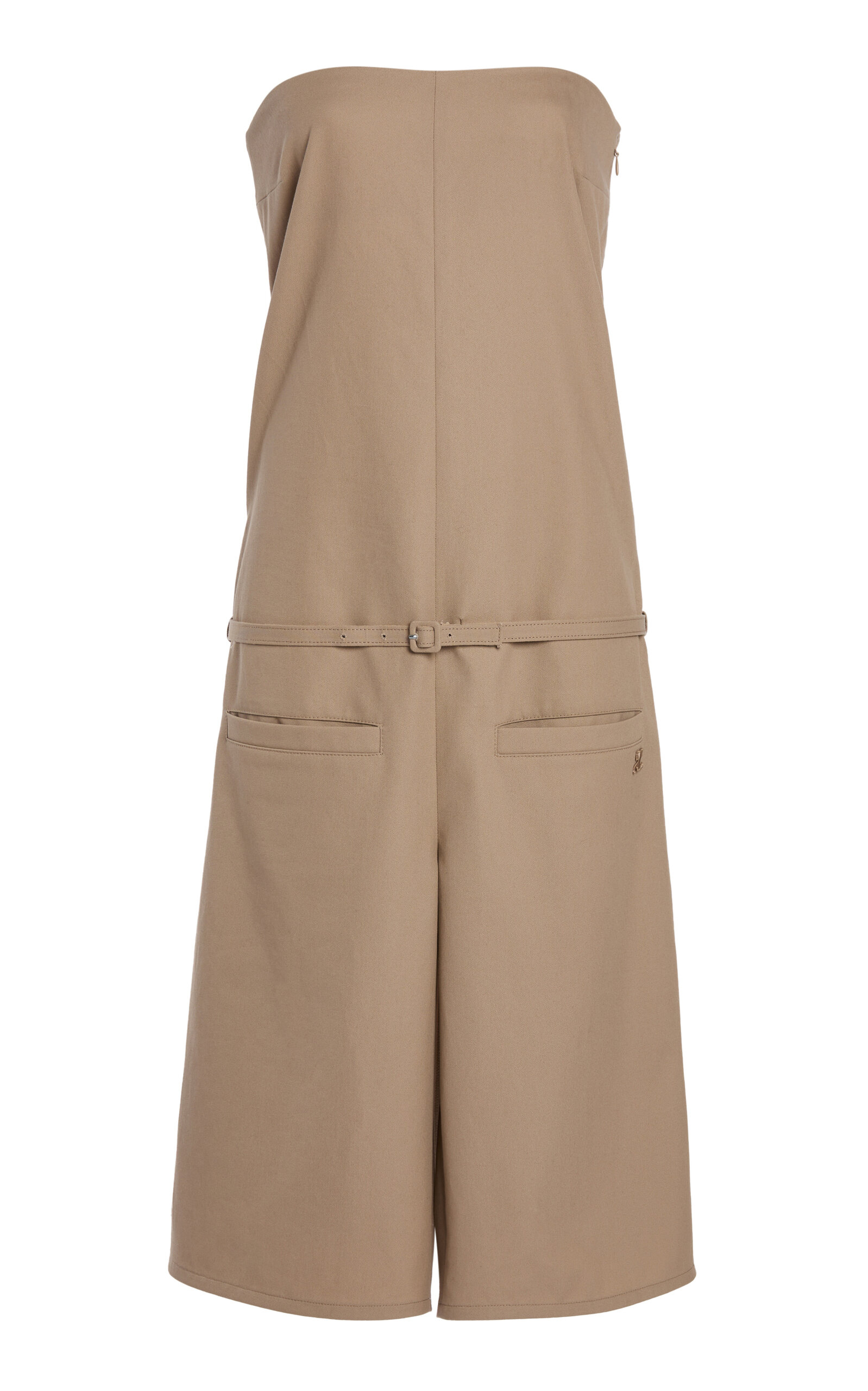 Courrèges Belted Cotton Canvas Jumpsuit In Neutral