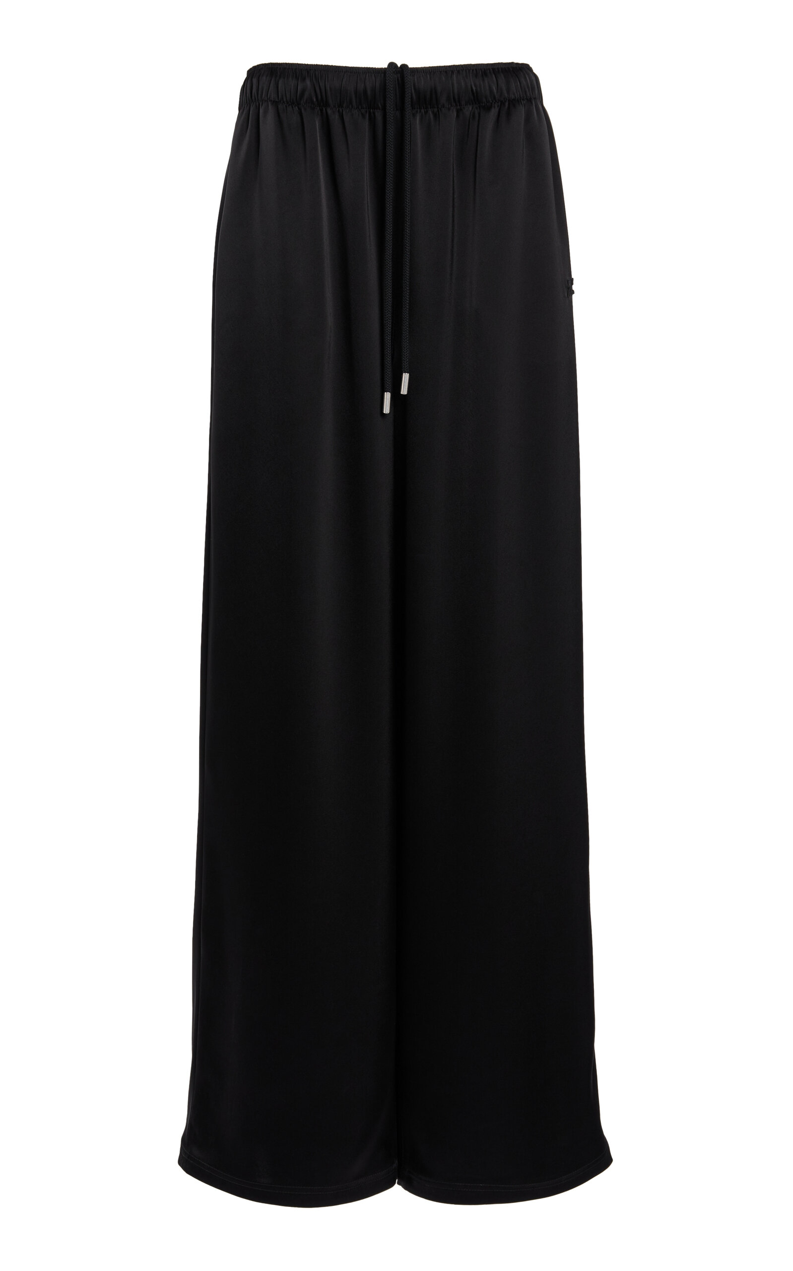 Courrèges Satin Wide-leg Pull-on Pants In Black