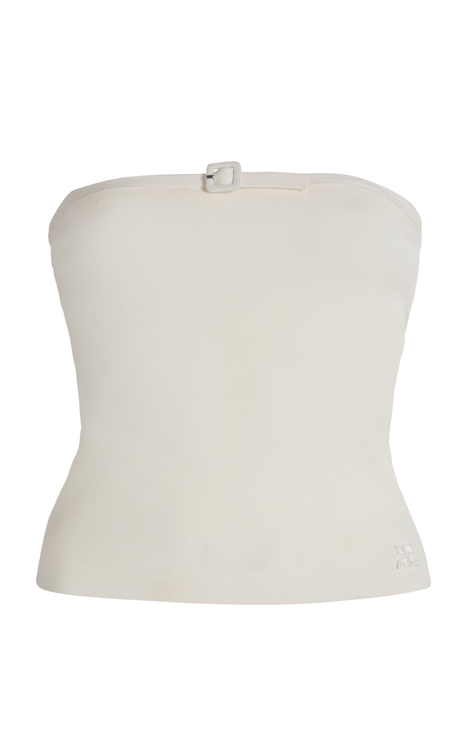 Courrèges Buckle-detailed Knit Tube Top In White