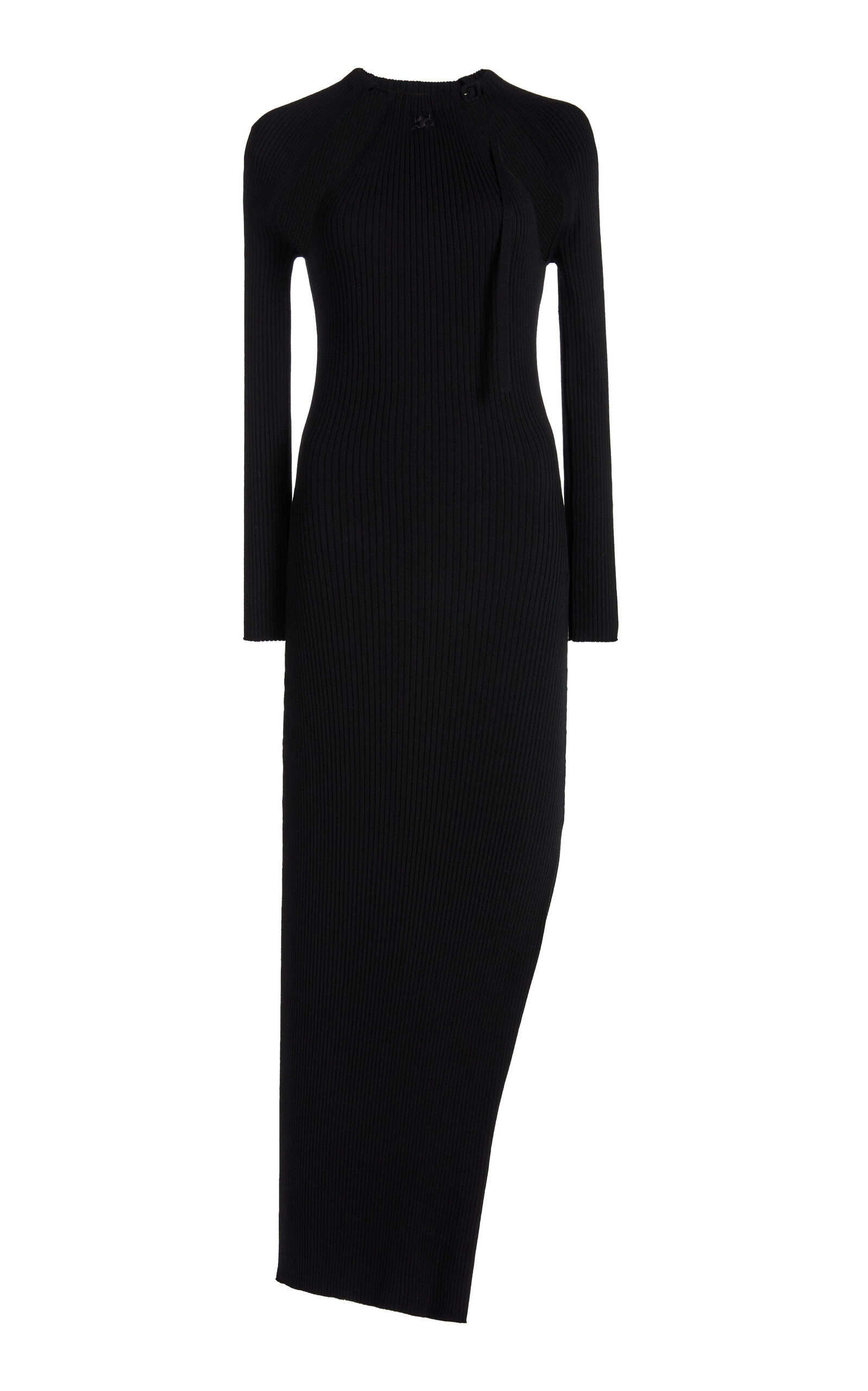 Courrèges Cutout Rib-knit Midi Dress In Black