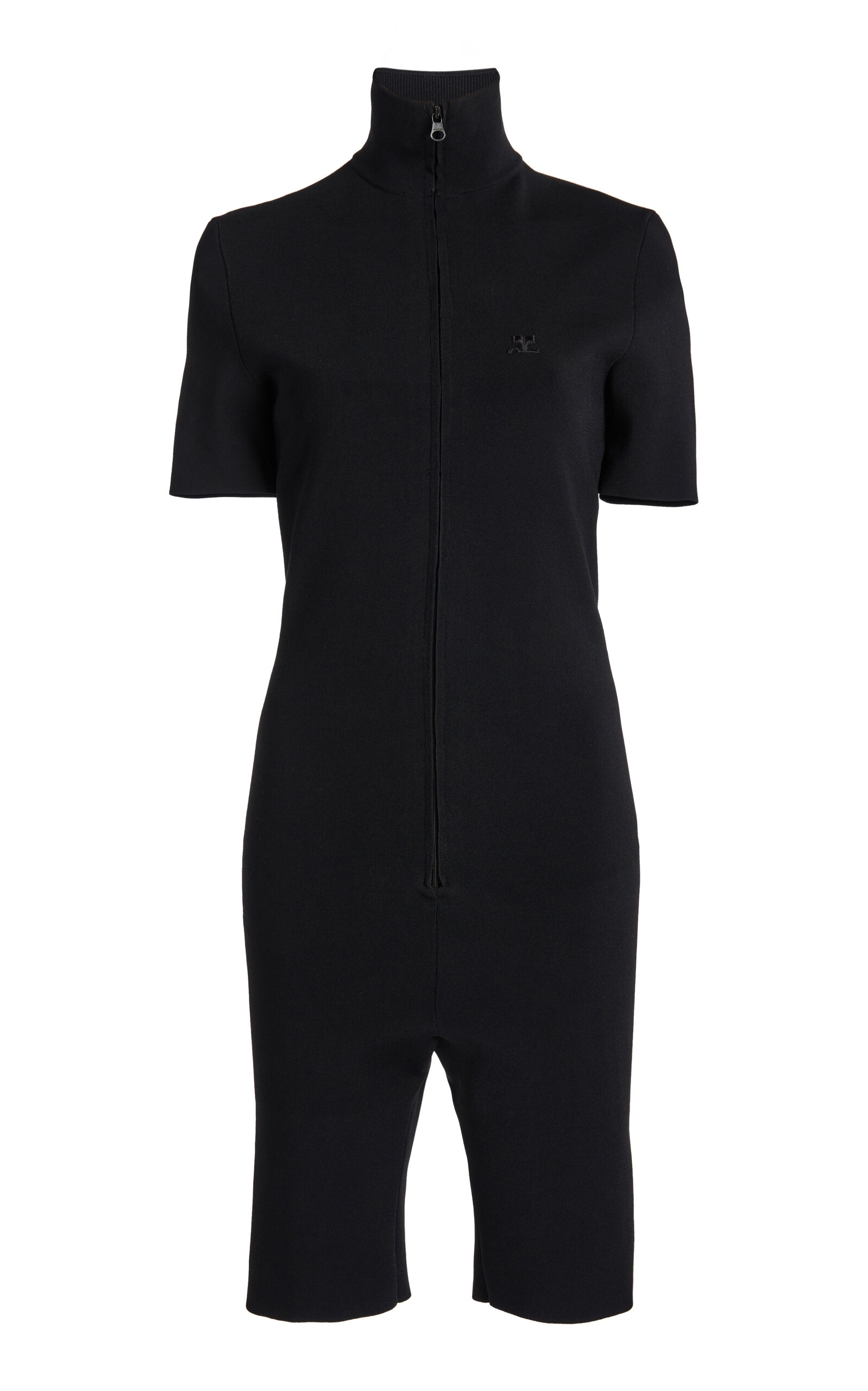 Courrèges Knit Playsuit In Black