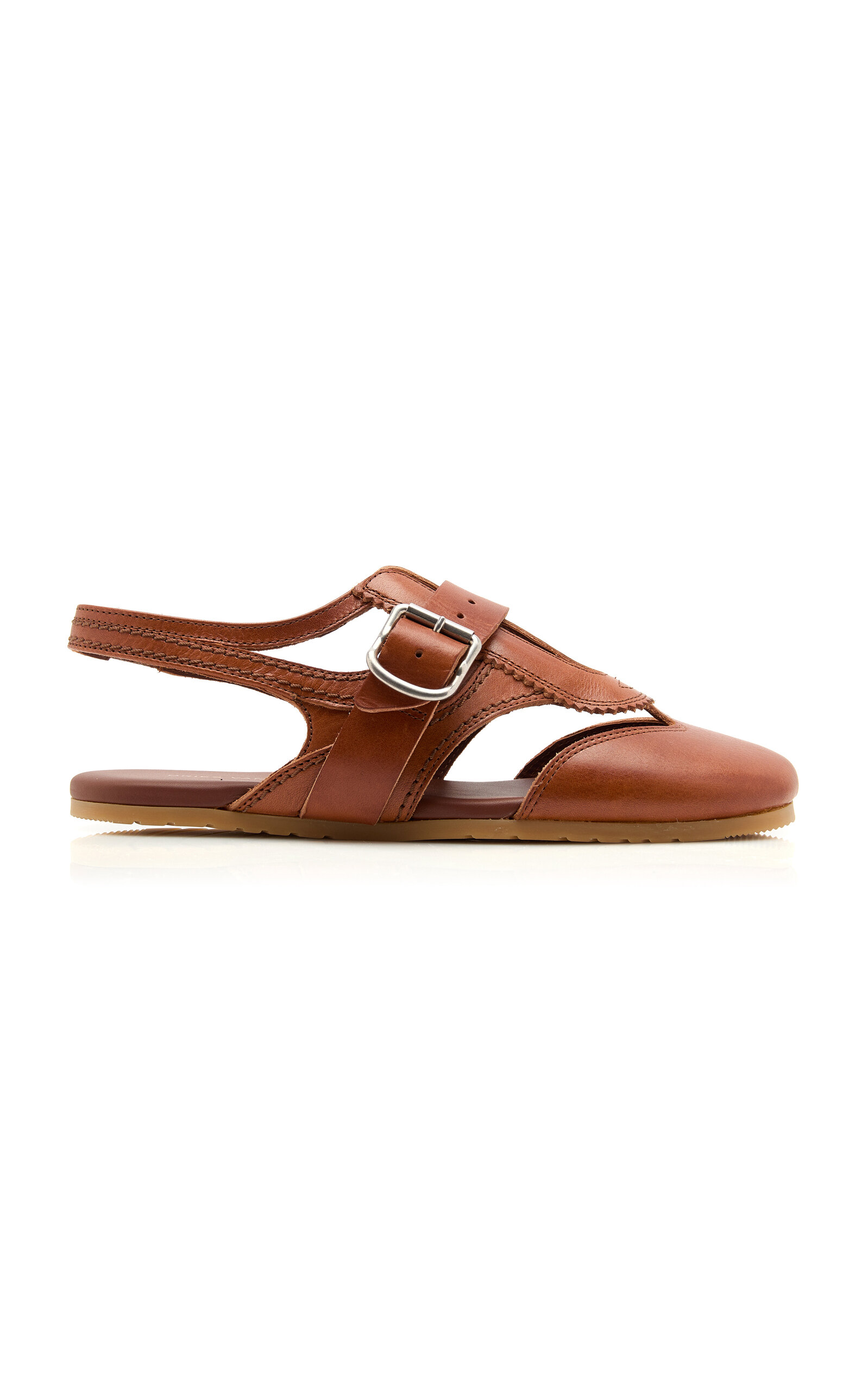Dries Van Noten - Leather Slingback Flats - Brown - IT 38 - Moda Operandi