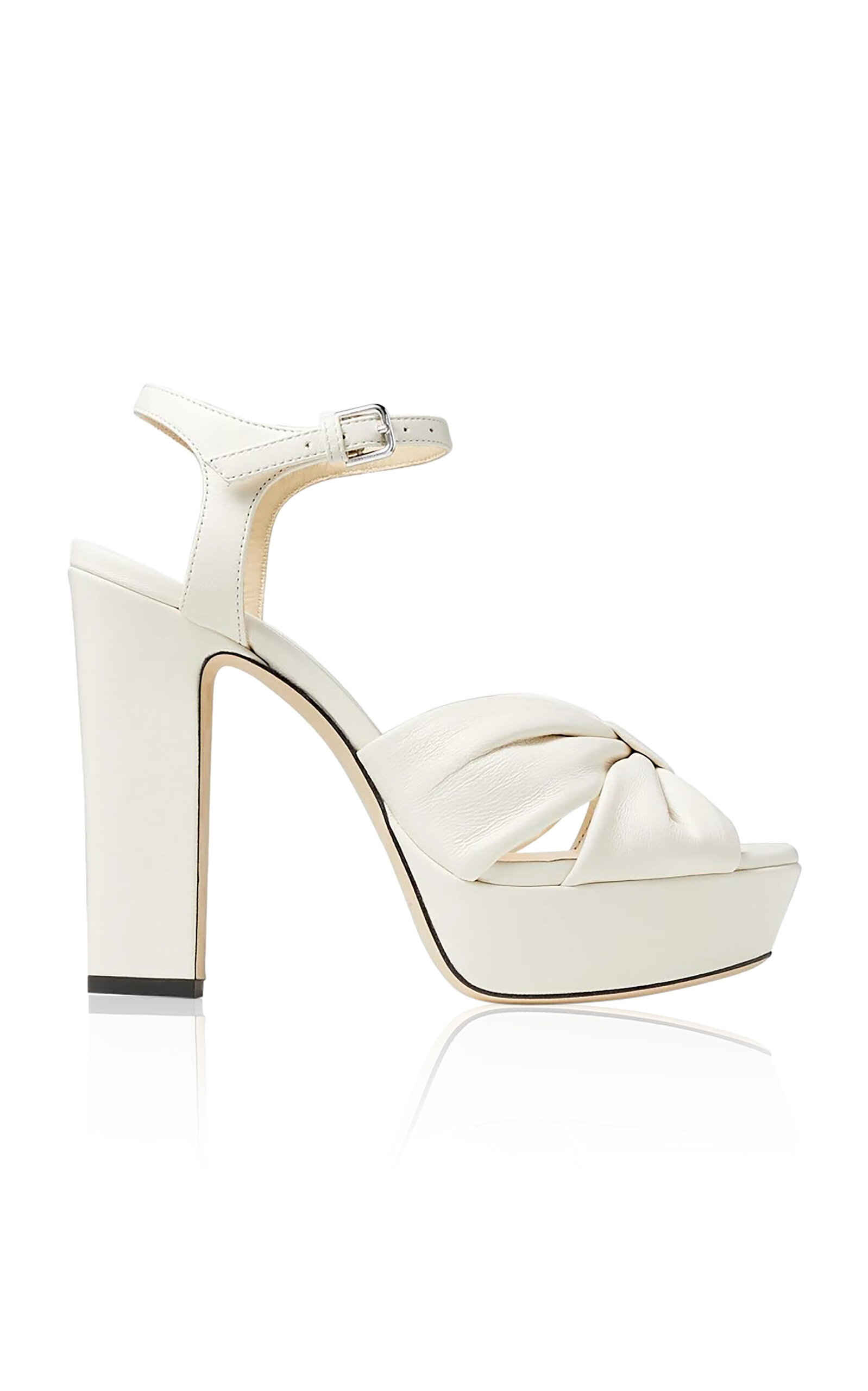 Jimmy Choo Heloise 120 Leather Platform Sandal In Neutral