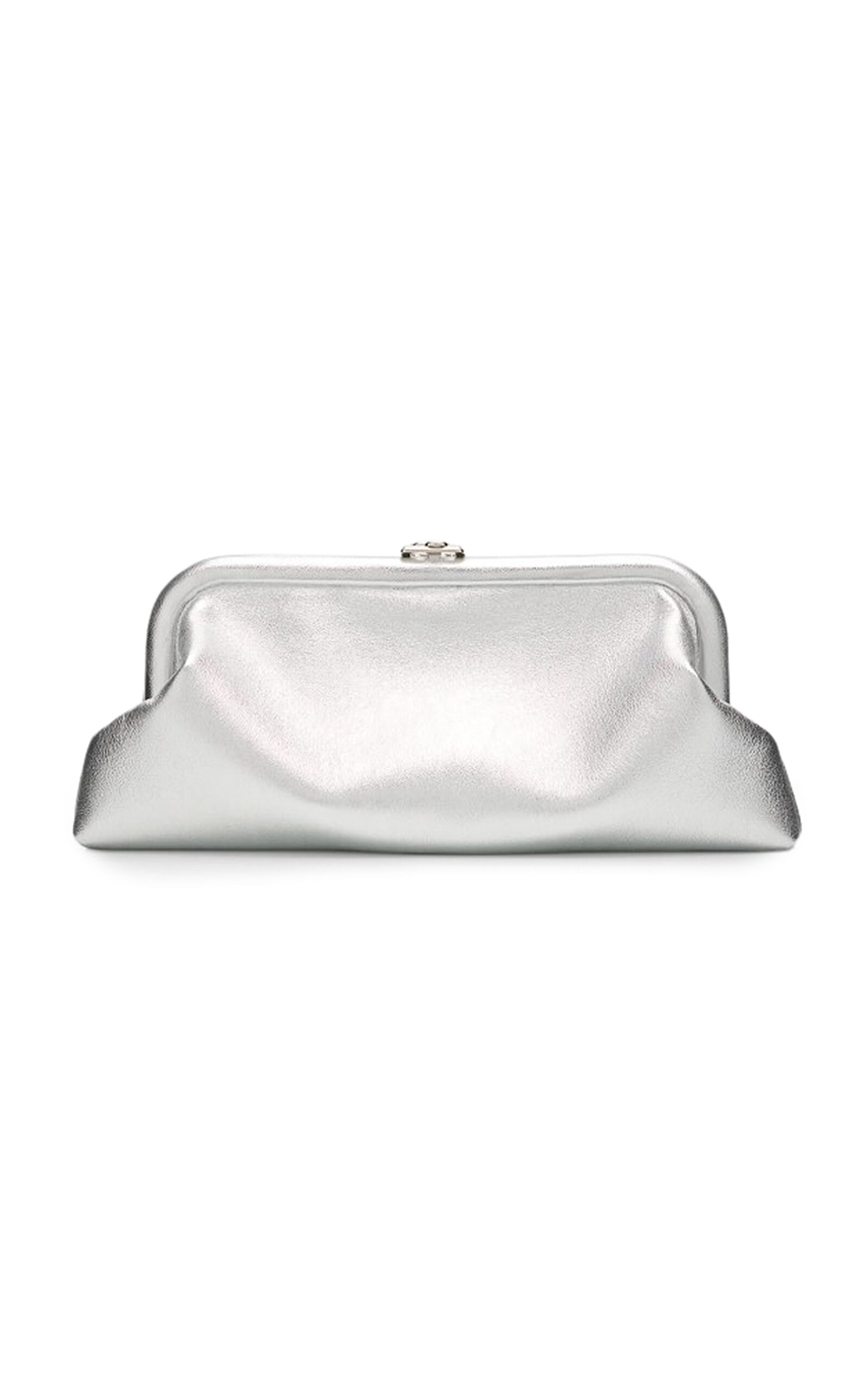 Jimmy Choo Skylar Metallic Leather Clutch - Silver - OS