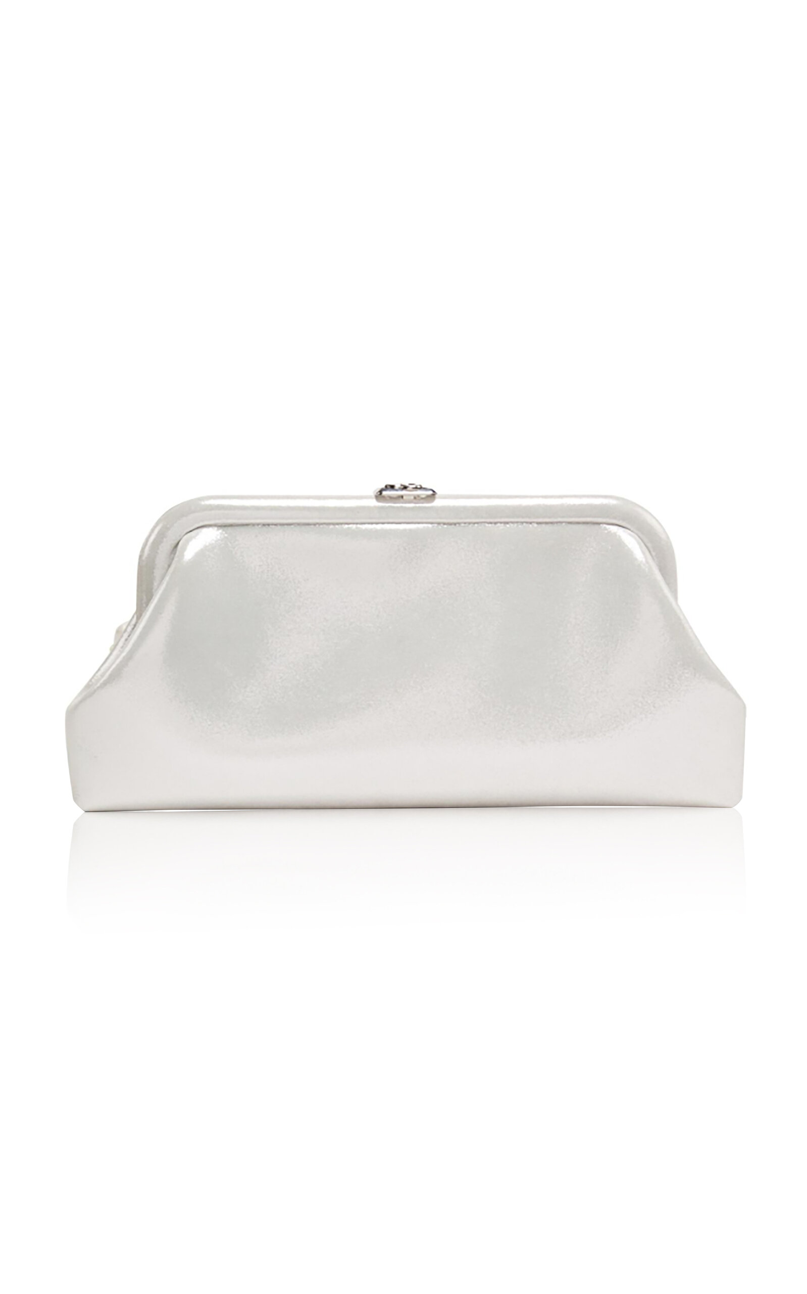 Jimmy Choo Skylar Shimmer Suede Clutch - Silver - OS