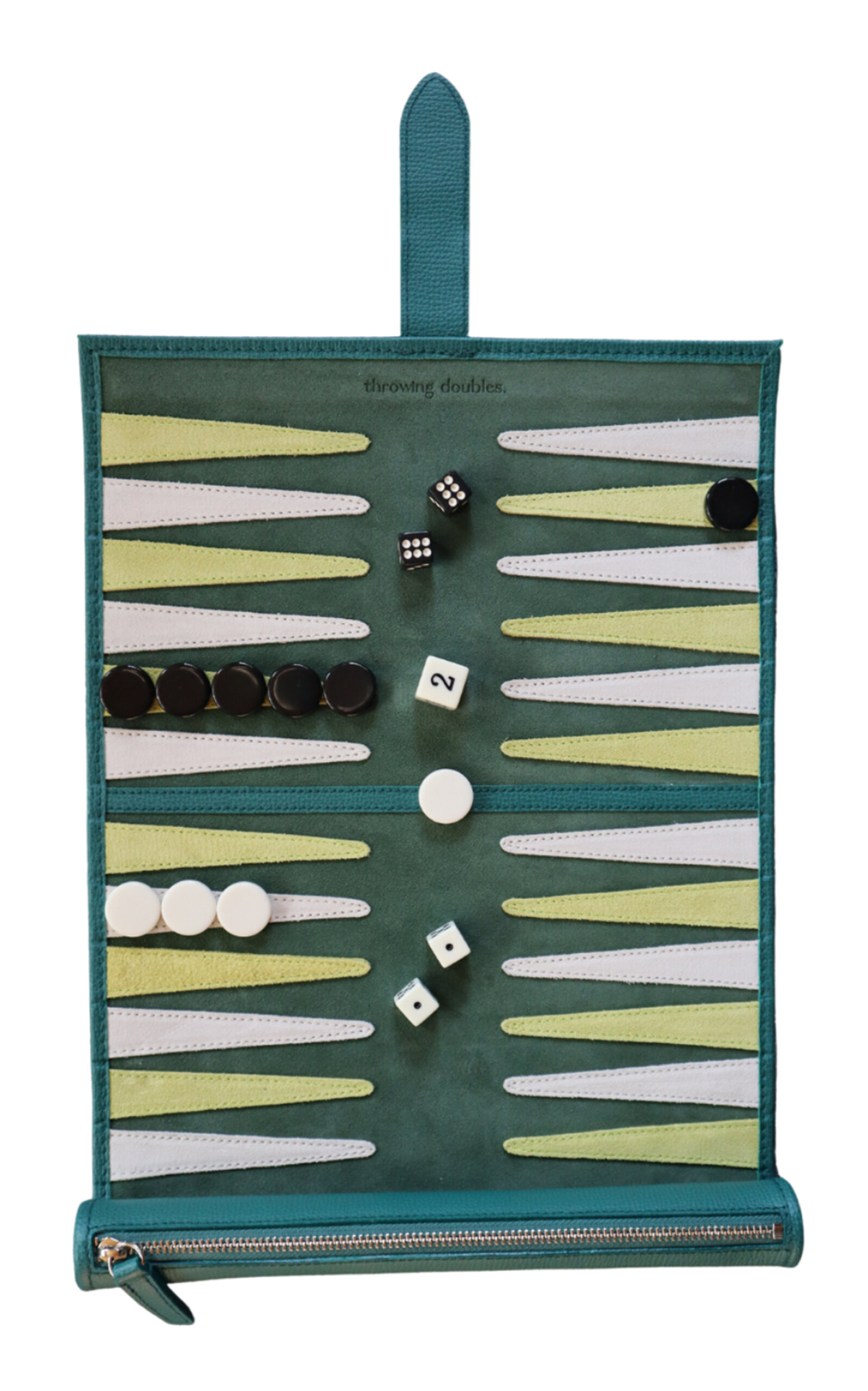 Throwing Doubles Lisbon Travel Backgammon Board In Green