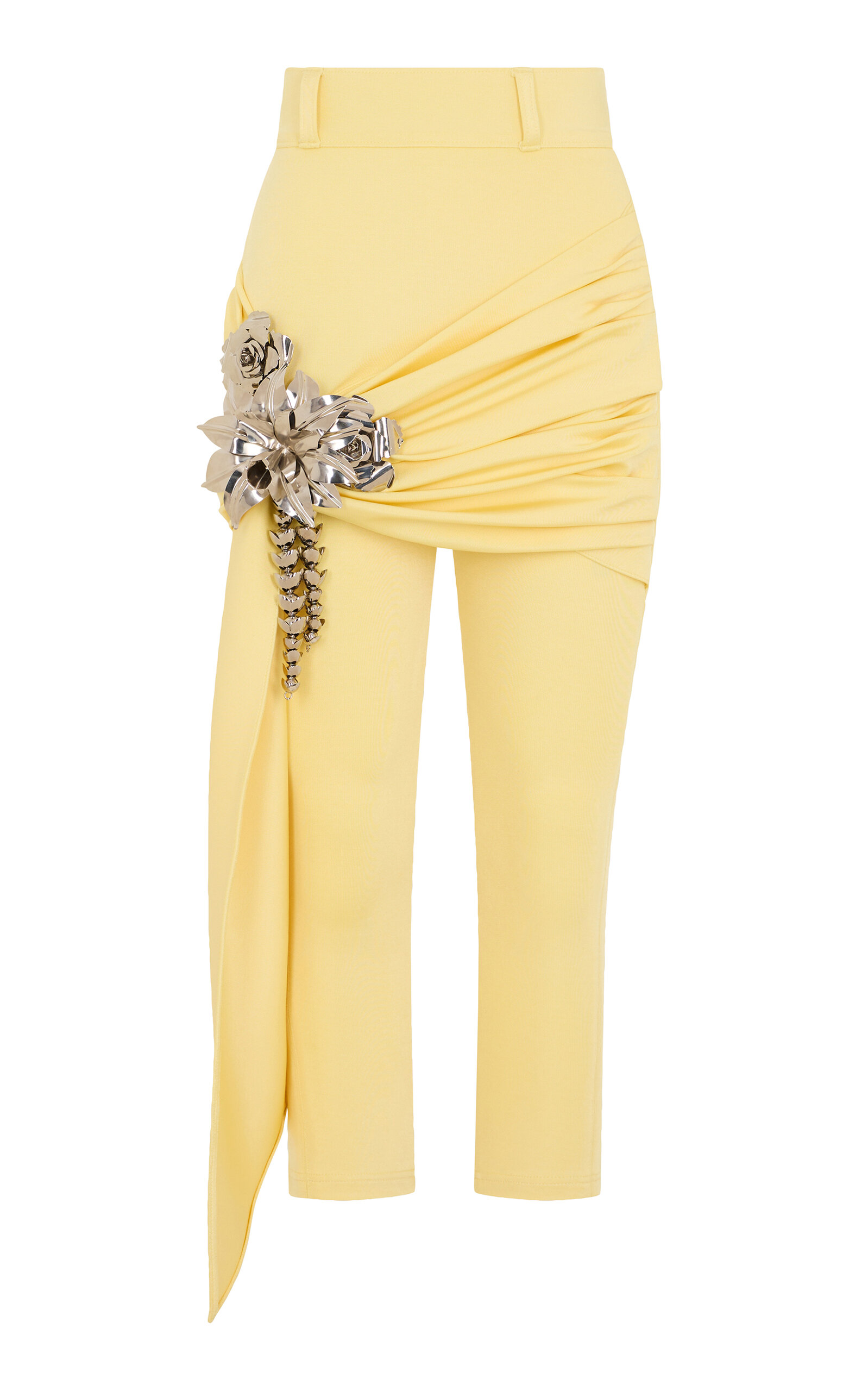 Rabanne Skirt-detailed Skinny-leg Pants In Yellow