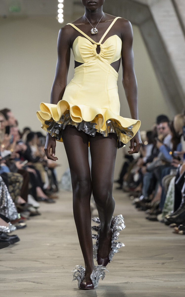 Rabanne Ruffled Mini Dress In Yellow