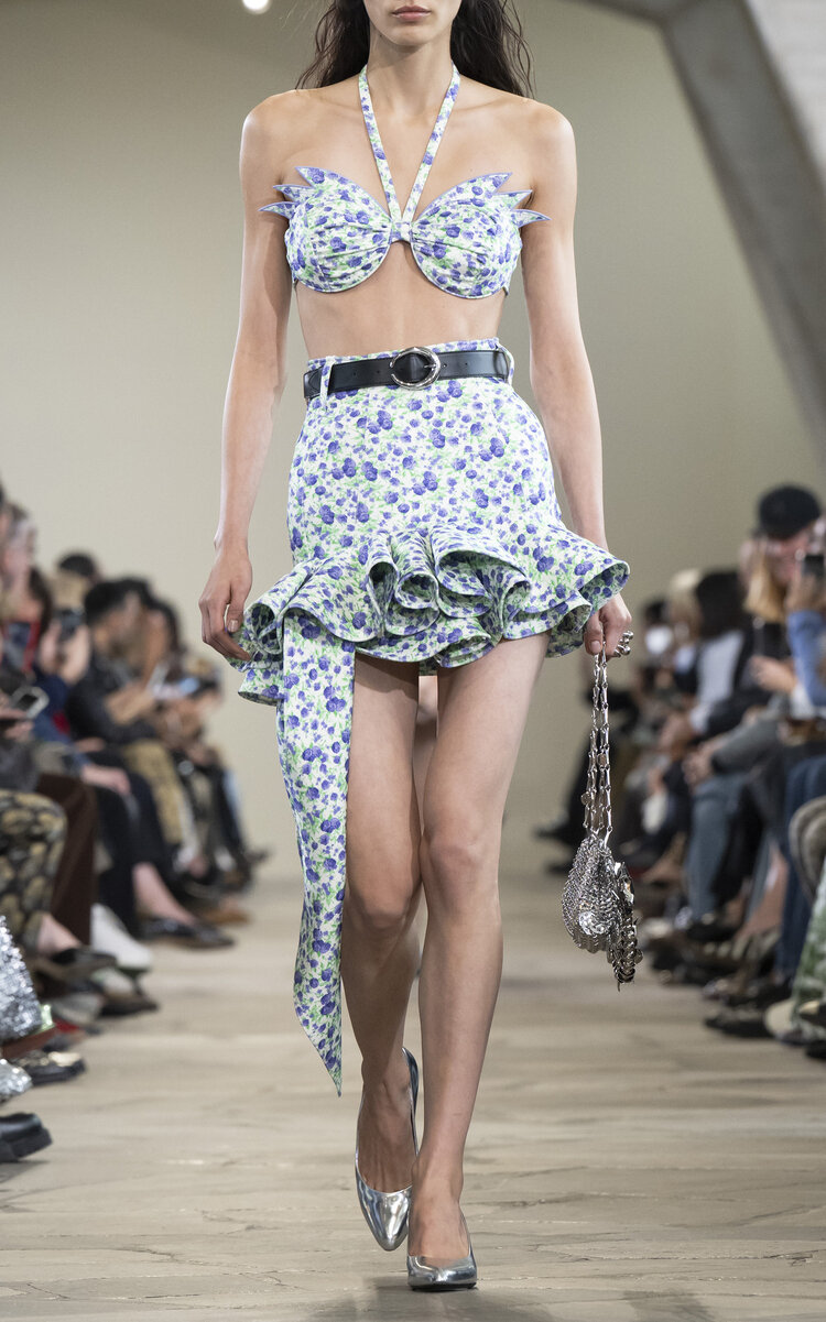 Rabanne Floral Bra Top In Blue