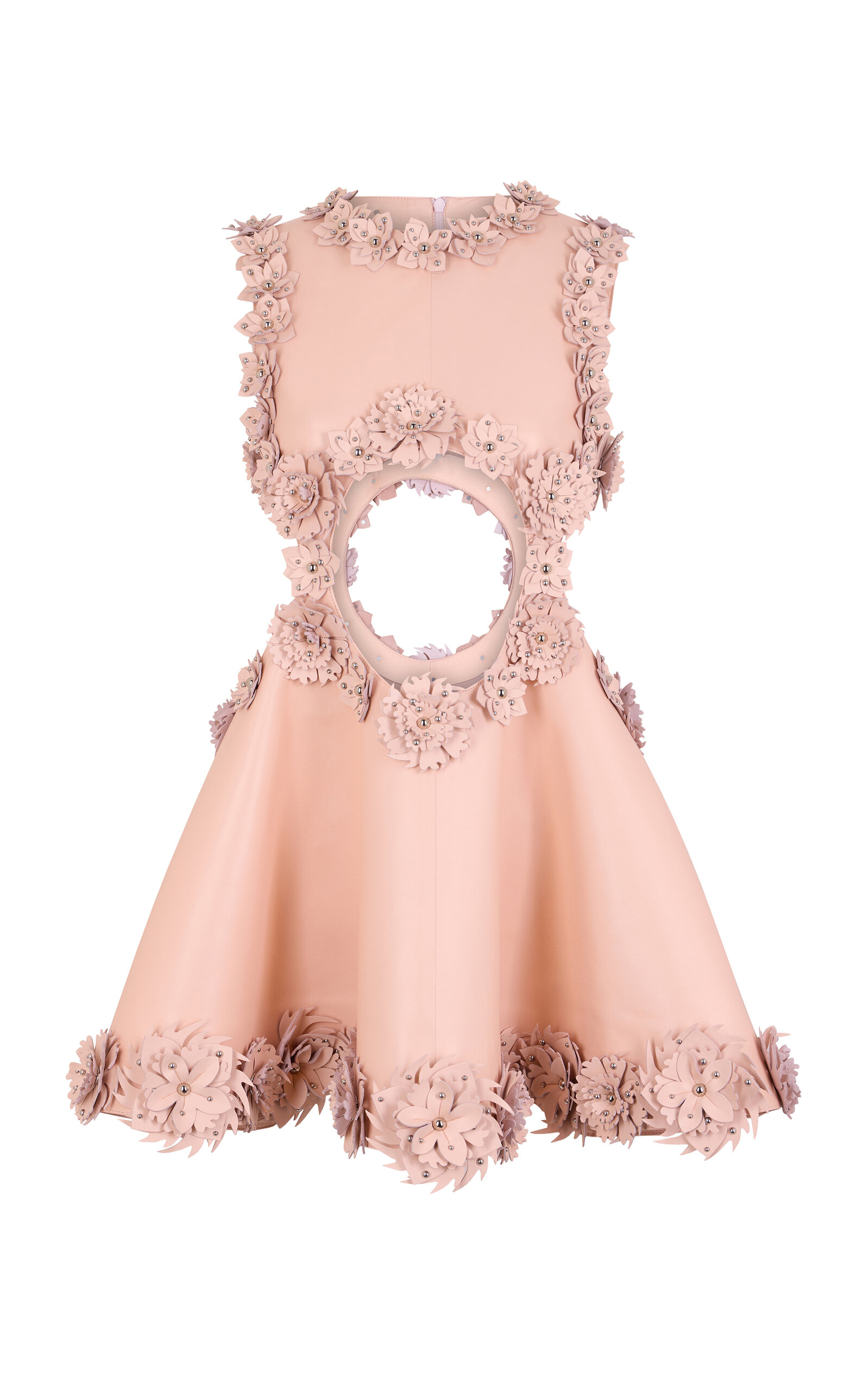 Rabanne Embellished Leather Mini Dress In Neutral