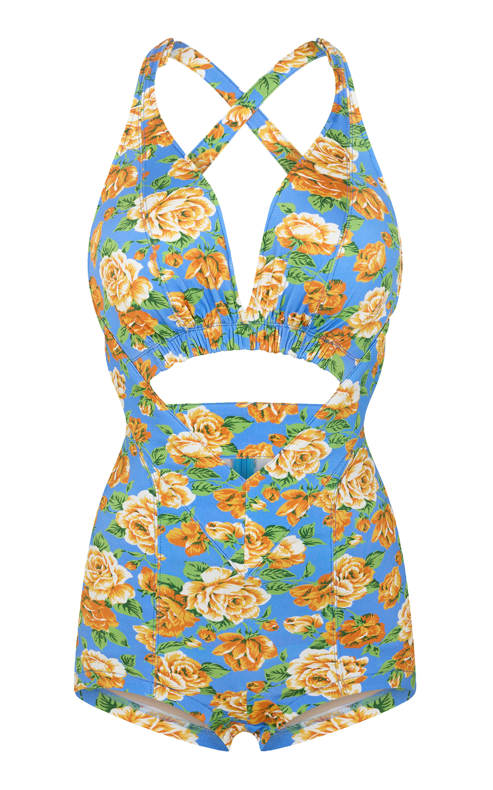 Rabanne Floral Cutout Playsuit In Pink