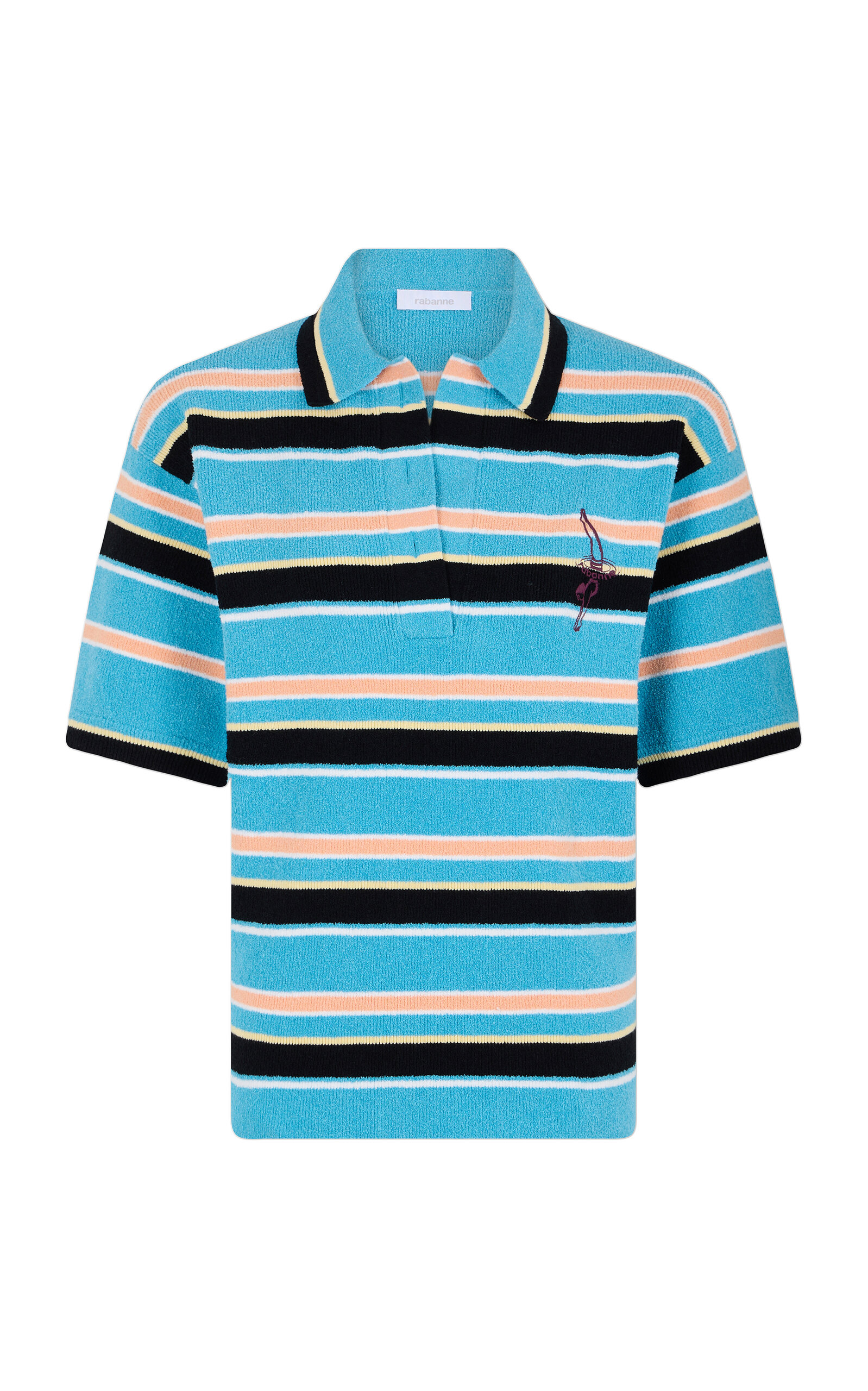 Rabanne Striped Cotton-blend Polo Top In Multi