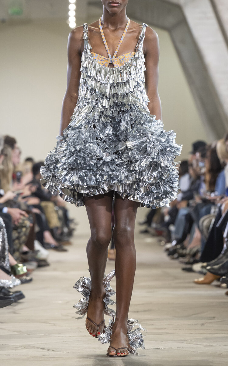 Rabanne Metallic Fringed Mini Dress - Silver