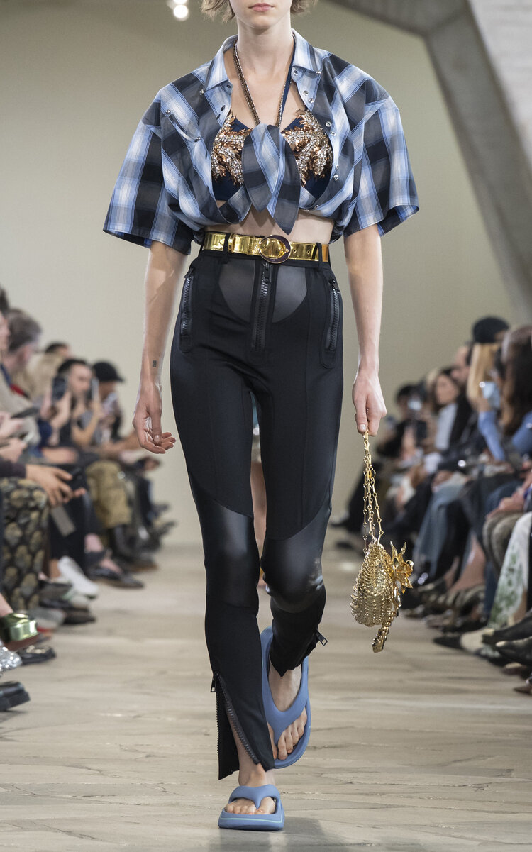 Rabanne Paneled Skinny-Leg Pants - Black