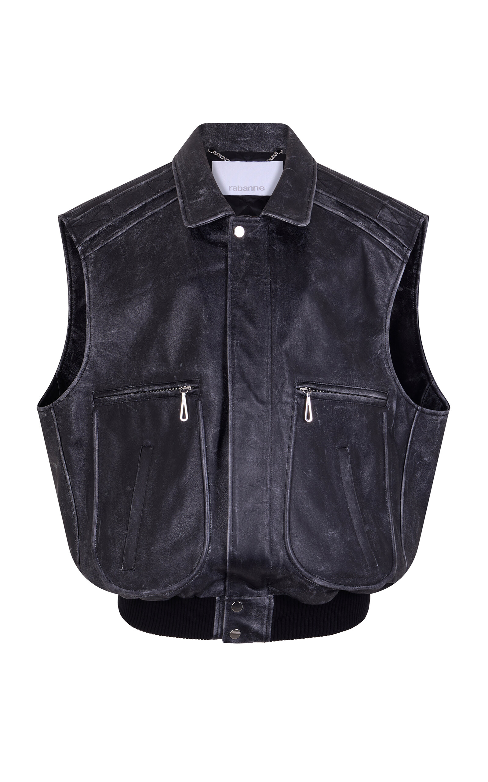 Rabanne Relaxed Leather Vest In Black