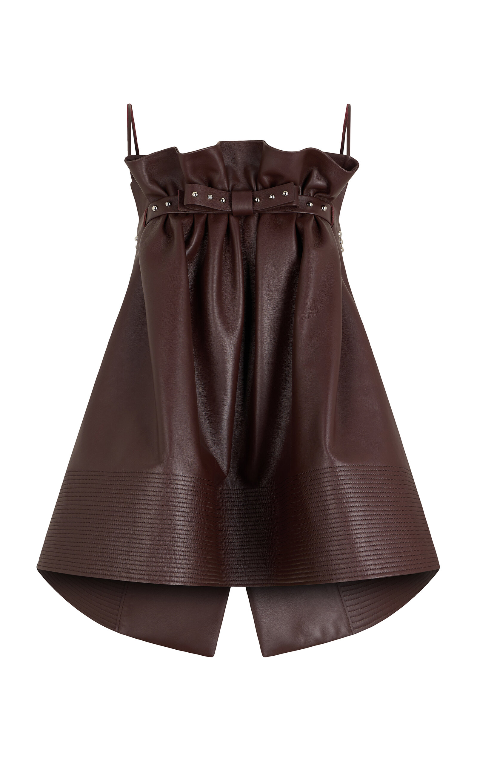 Rabanne Bow-detailed Leather Mini Dress In Brown