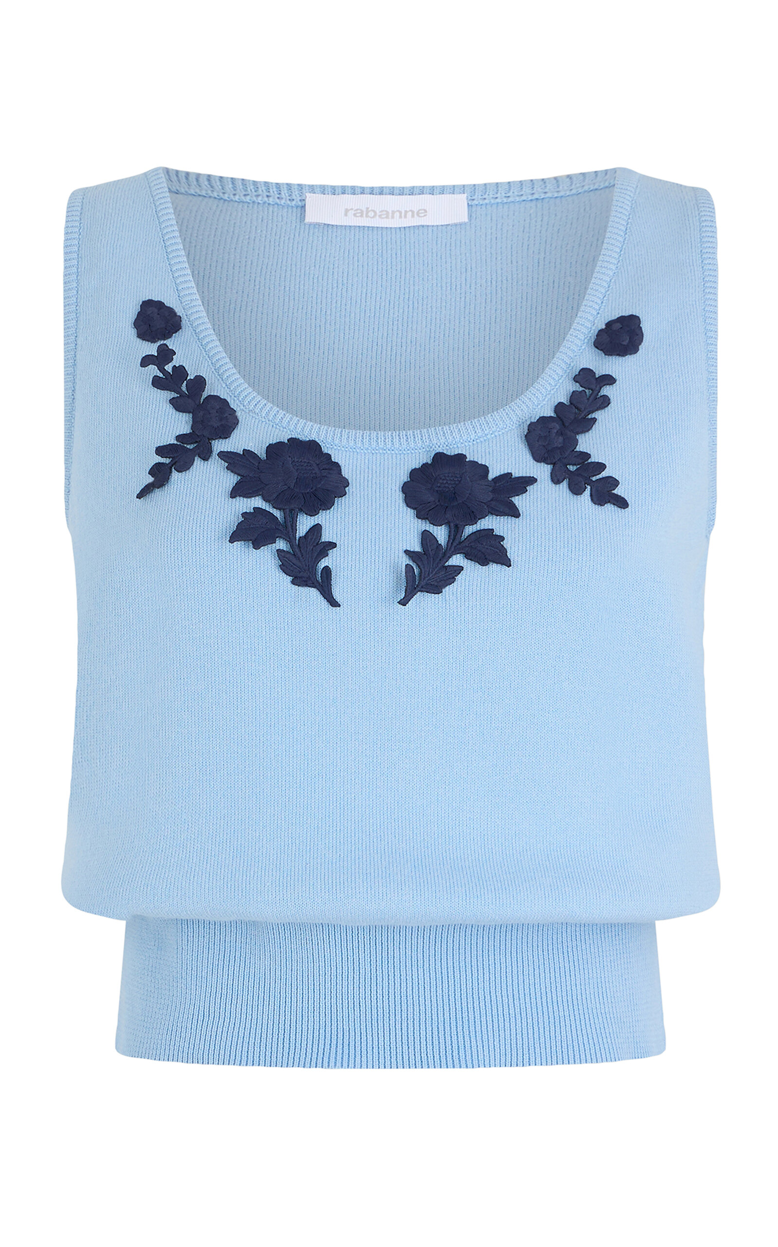 Rabanne Embroidered Cotton Top - Light Blue - XL