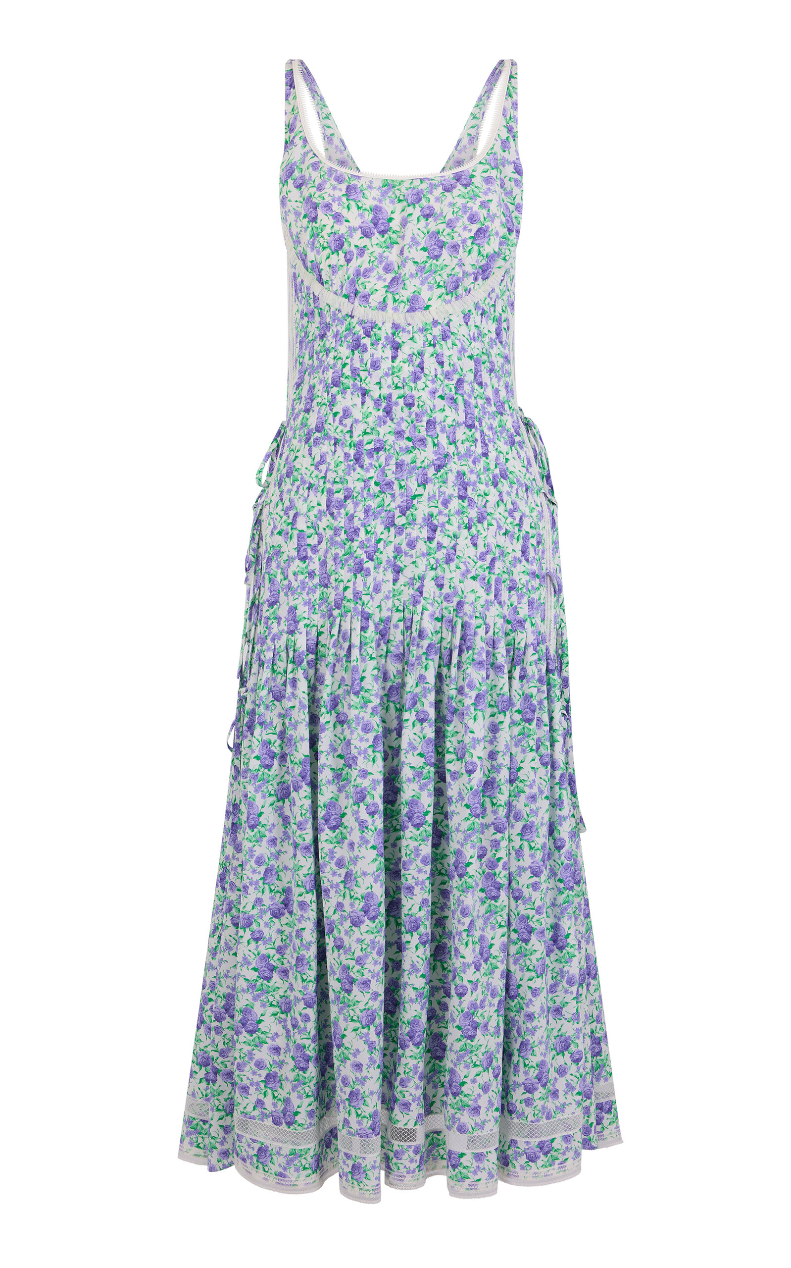 Rabanne Floral Silk Midi Dress In Pink