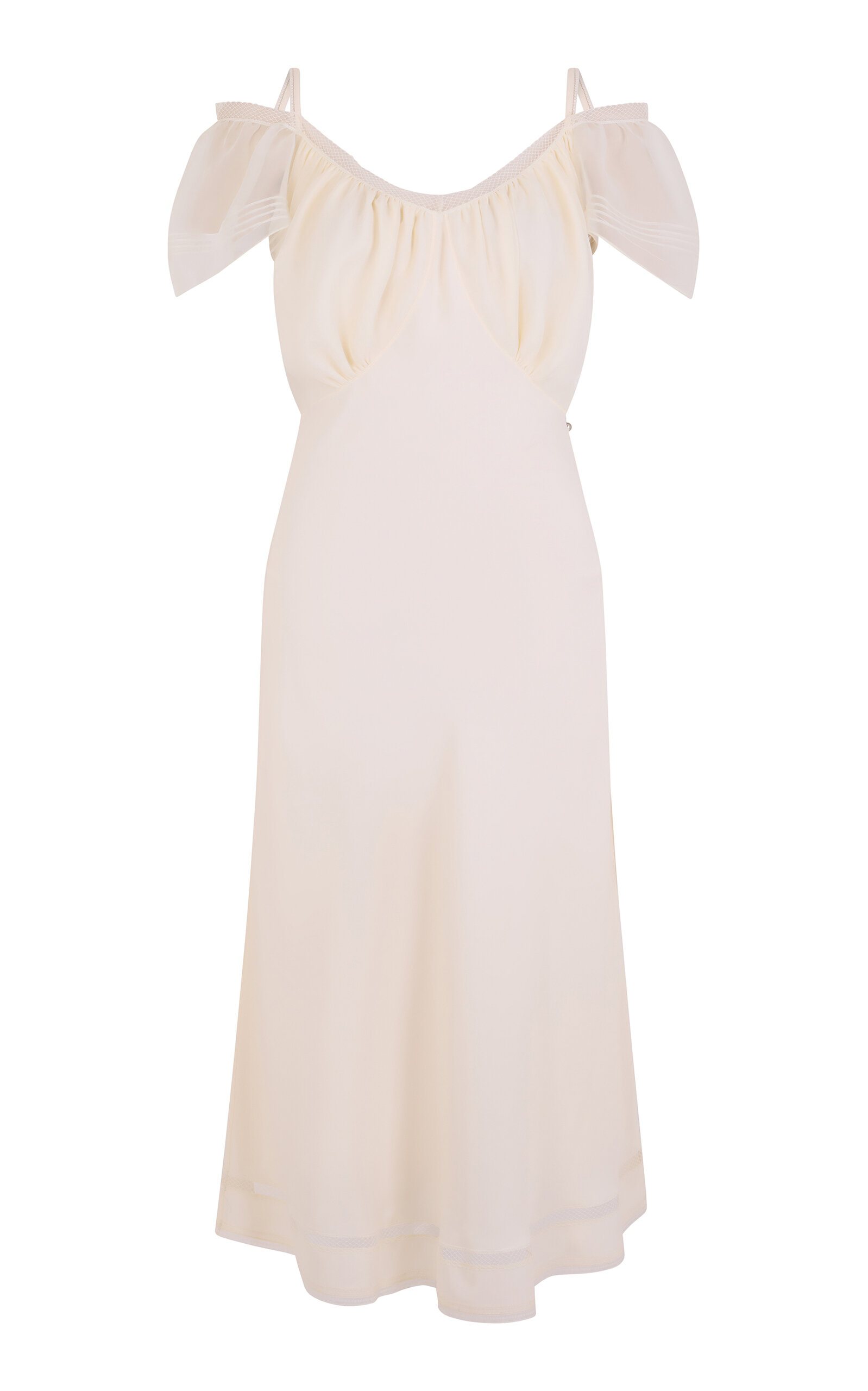 Rabanne Off-the-shoulder Silk-blend Midi Dress In White