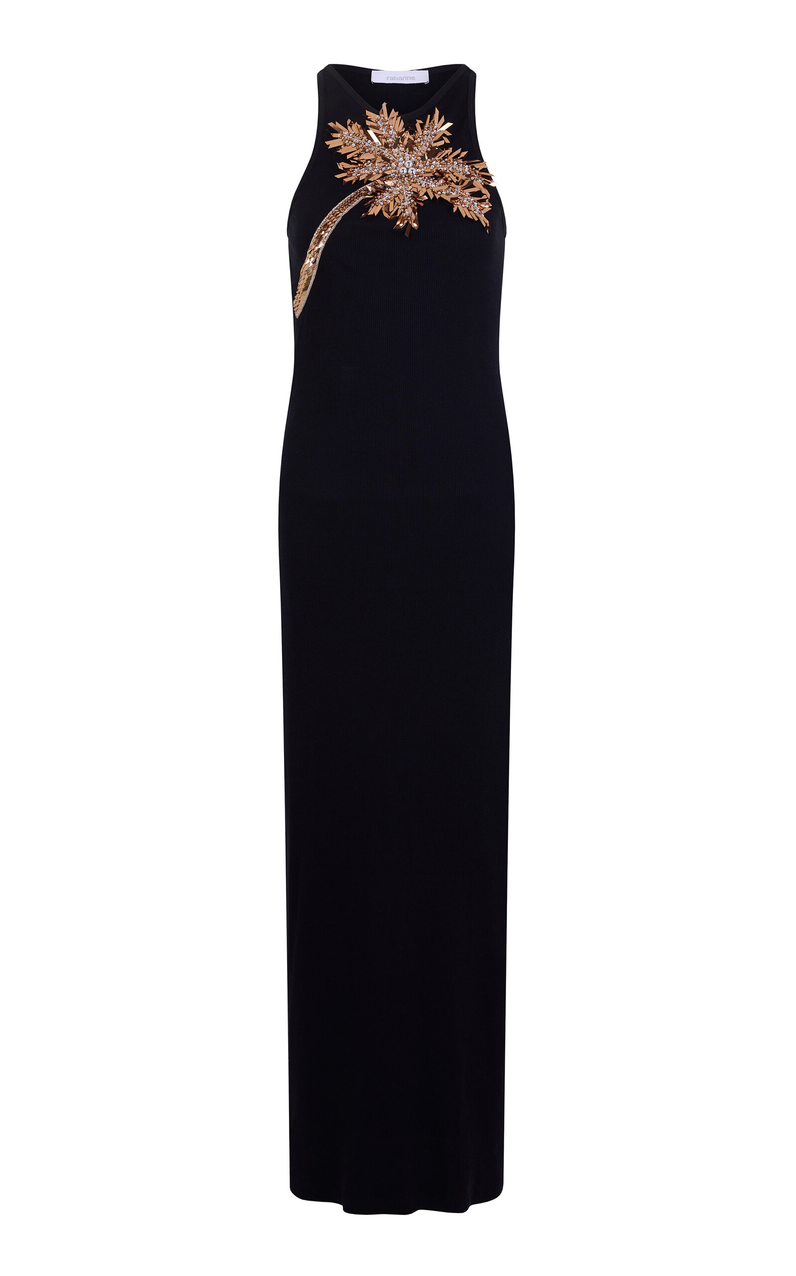 Rabanne Embellished Stretch-cotton Maxi Dress In Black