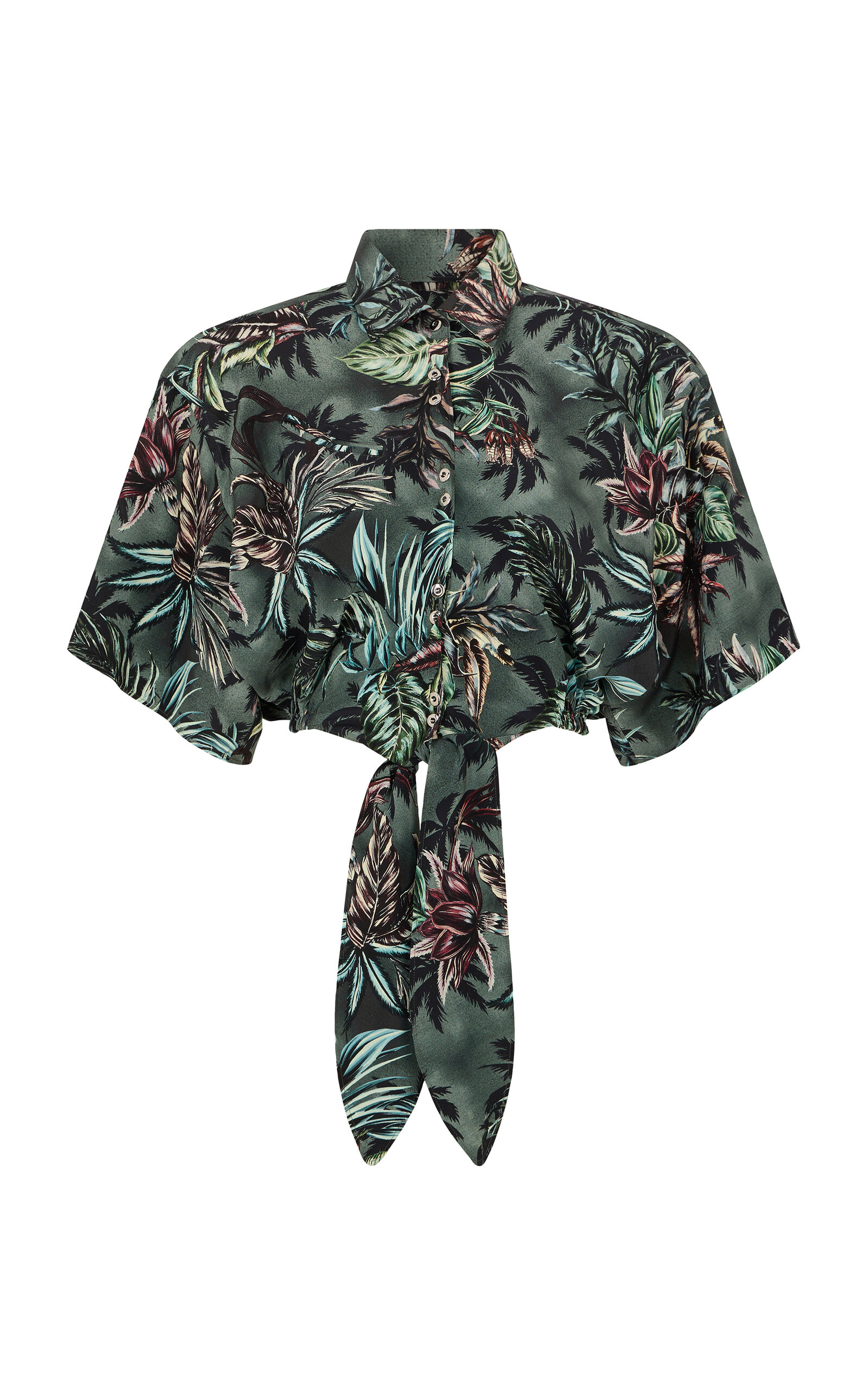 Rabanne Tie-front Silk Top In Multi