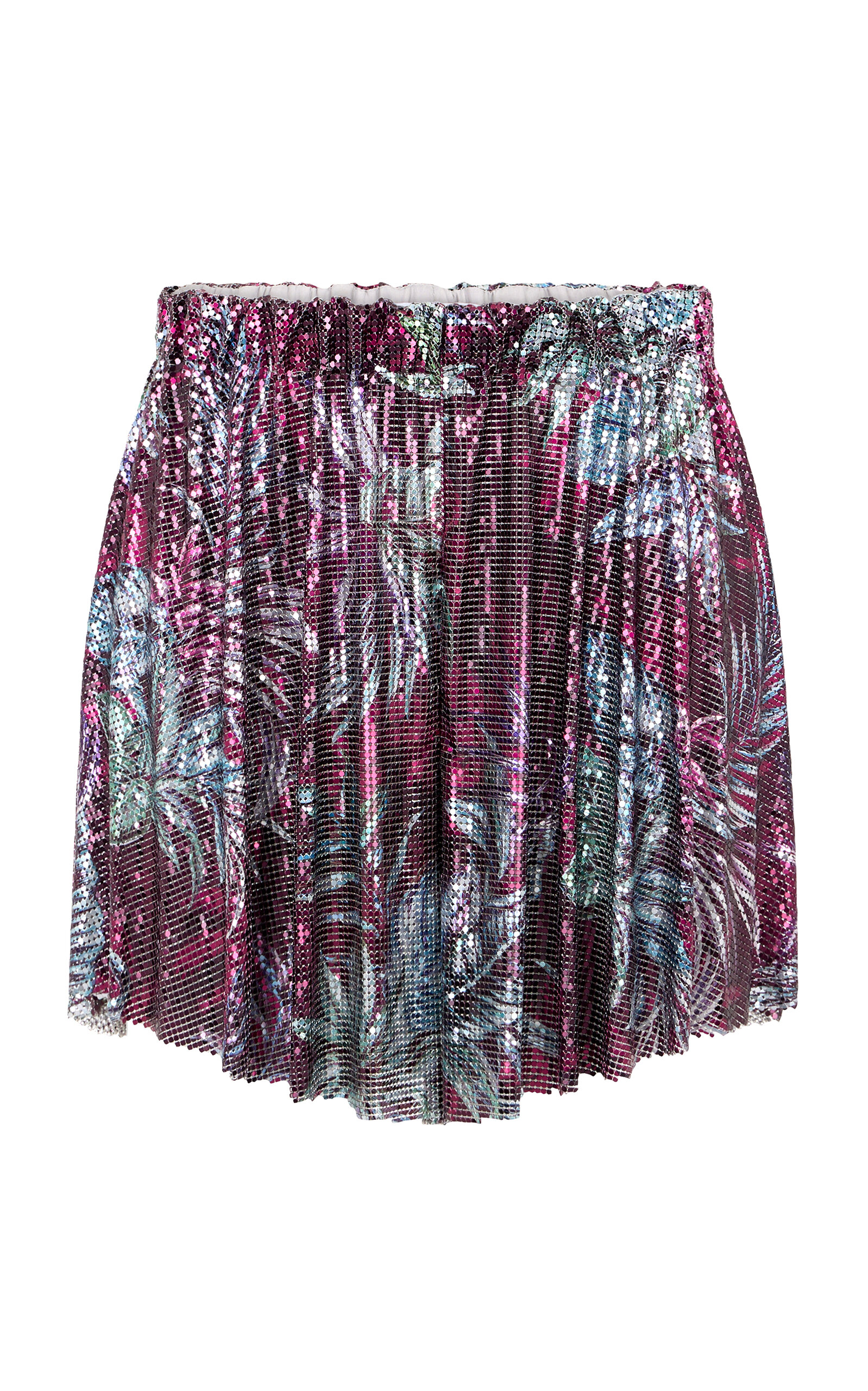 Rabanne Printed Metallic Mini Shorts In Multi