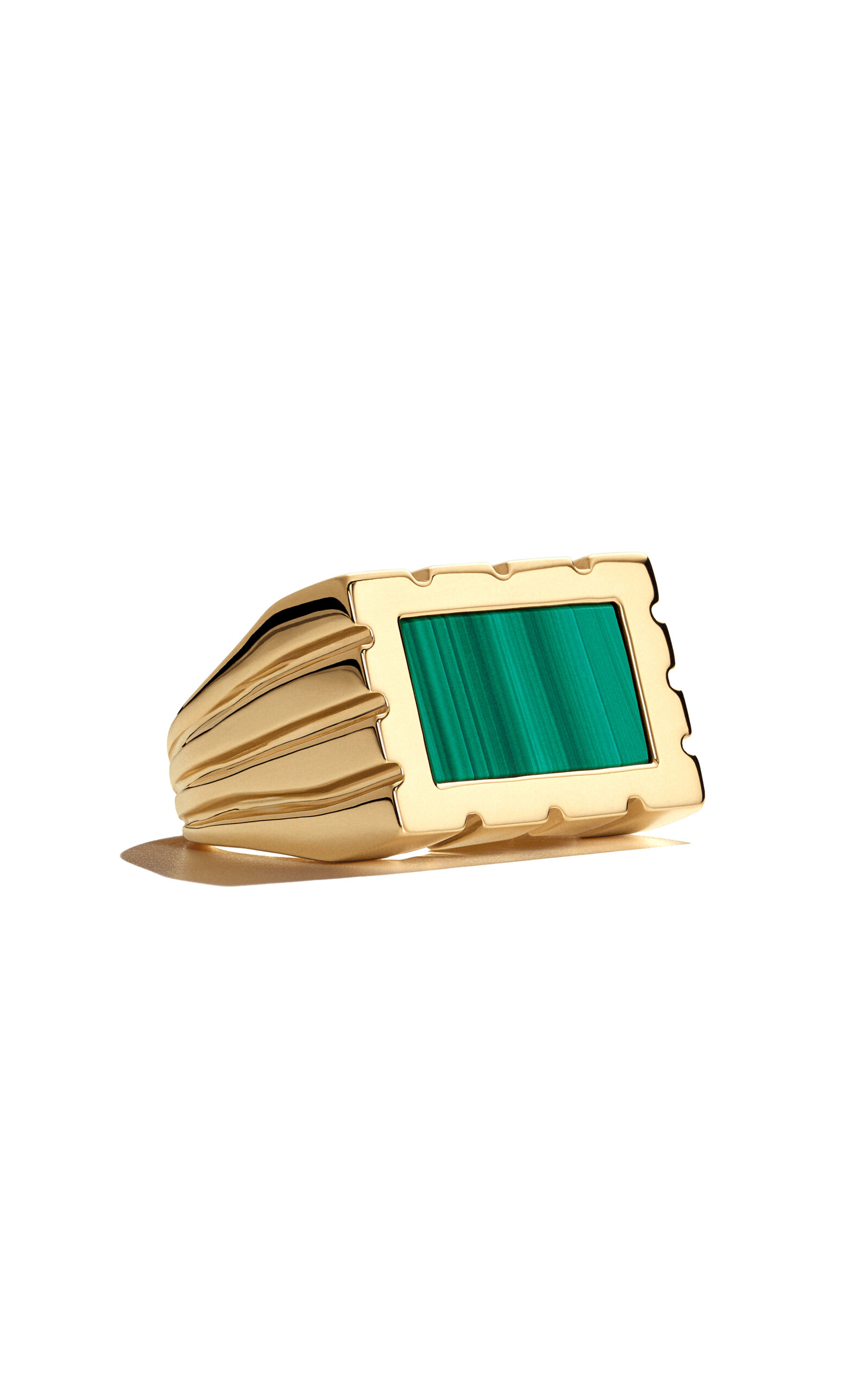 Sauer Suminagash 18k Yellow Gold Malachite Ring In Green