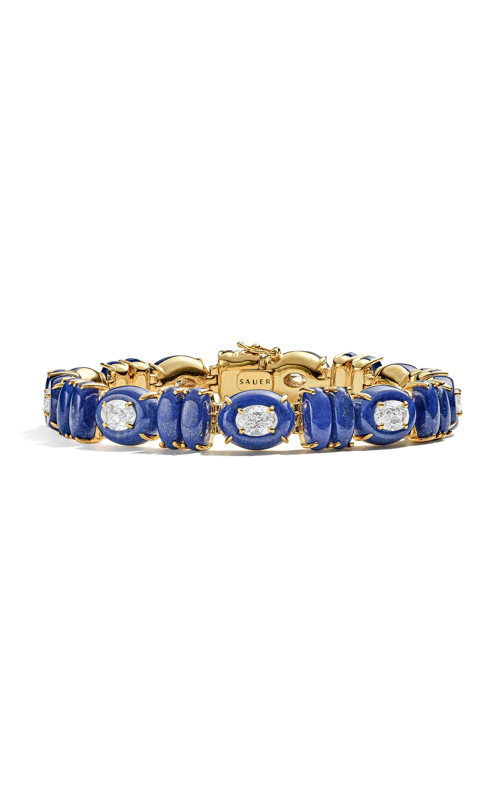 Sauer Vitra 18k Yellow Gold Lapis; Diamond Bracelet In Blue