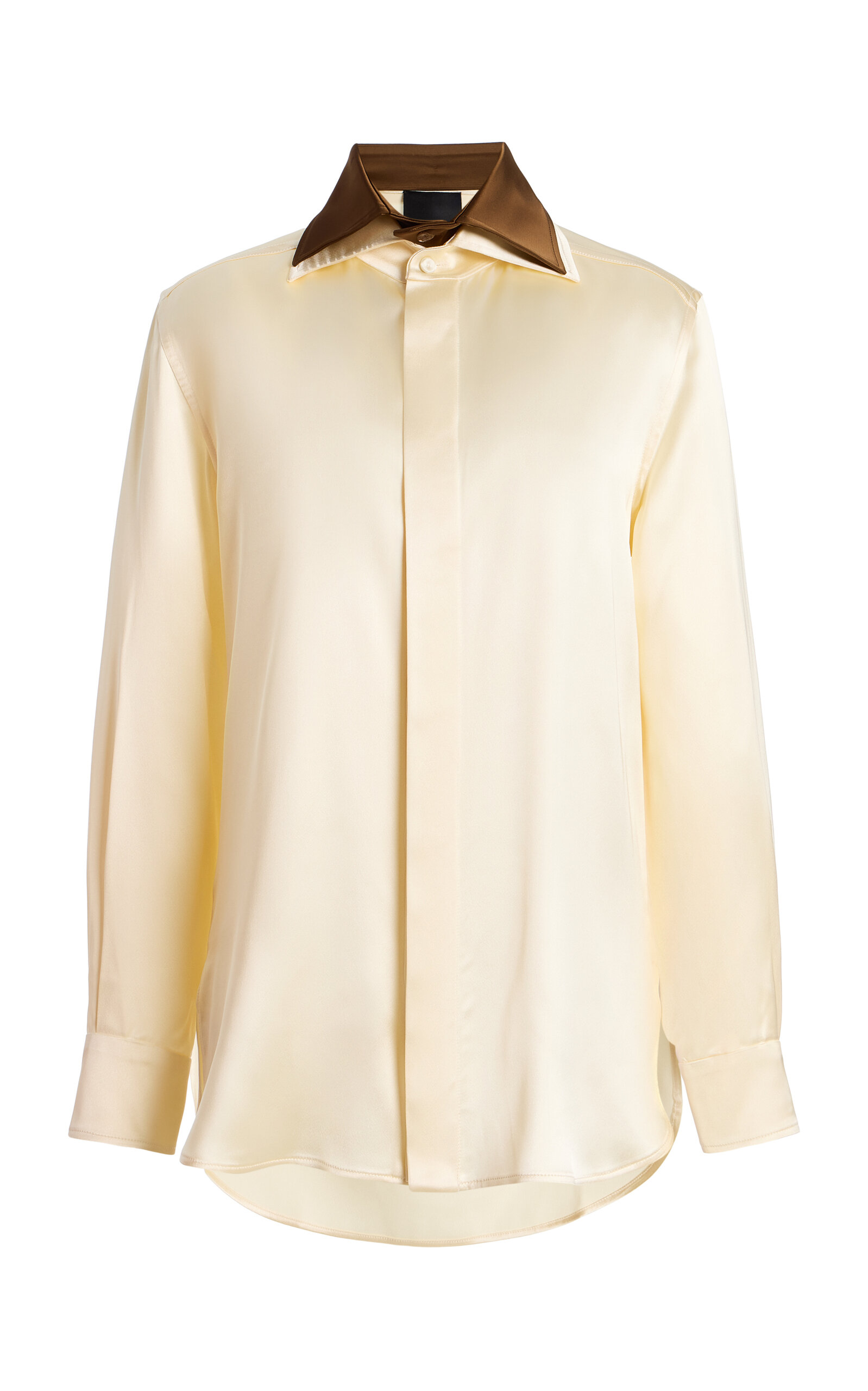 BEVZA Exclusive Double-Collar Satin Shirt | Thumbnail 7