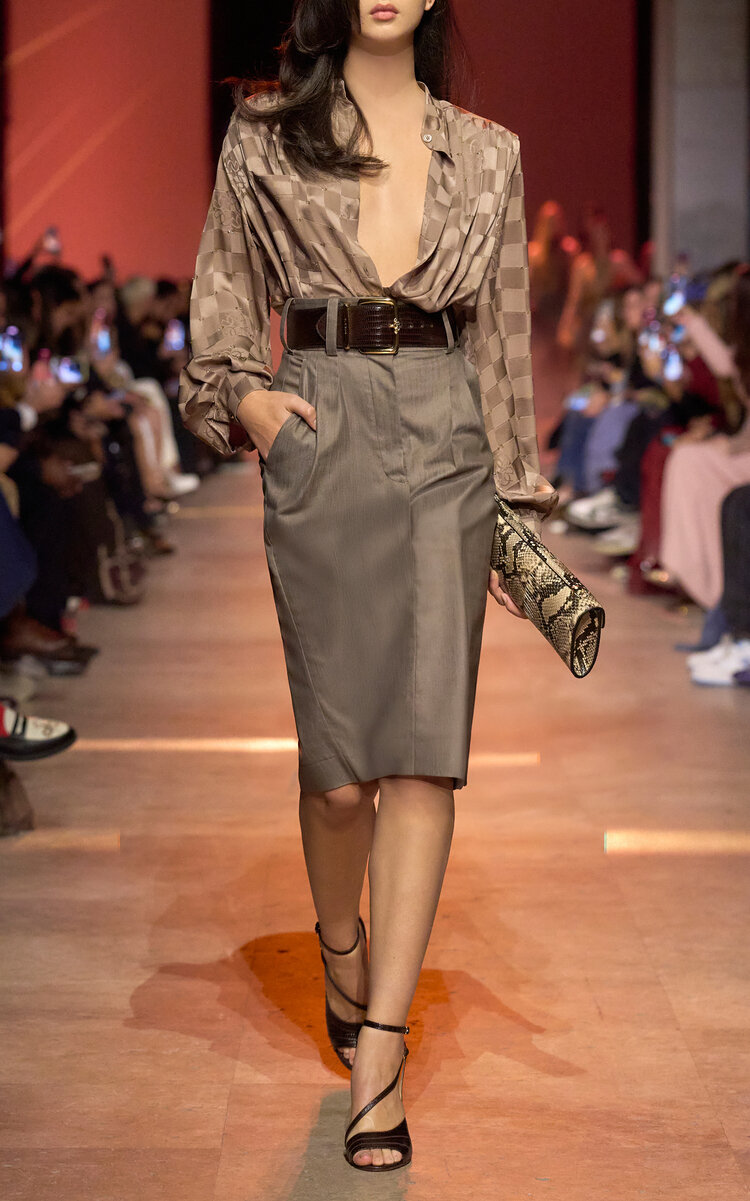 Elie Saab Jacquard Satin Monogram Bodysuit - Brown - XS