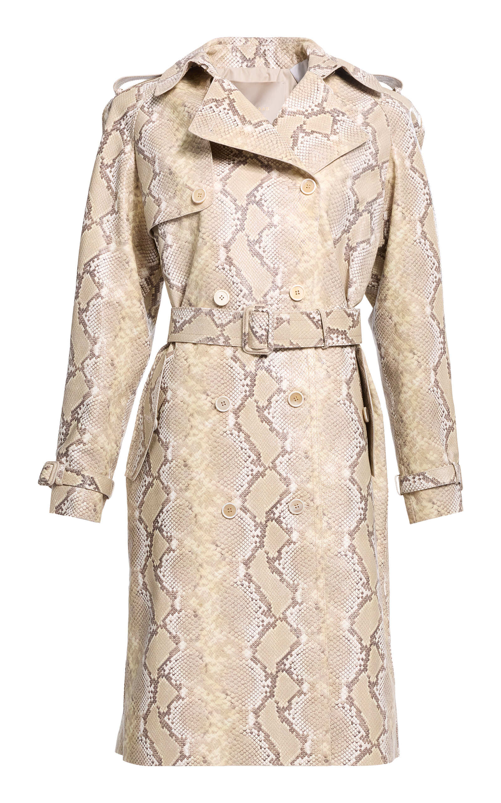 Elie Saab Printed Python Leather Coat In Neutral
