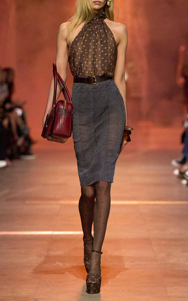 Elie Saab Printed Tulle Midi Skirt In Gray