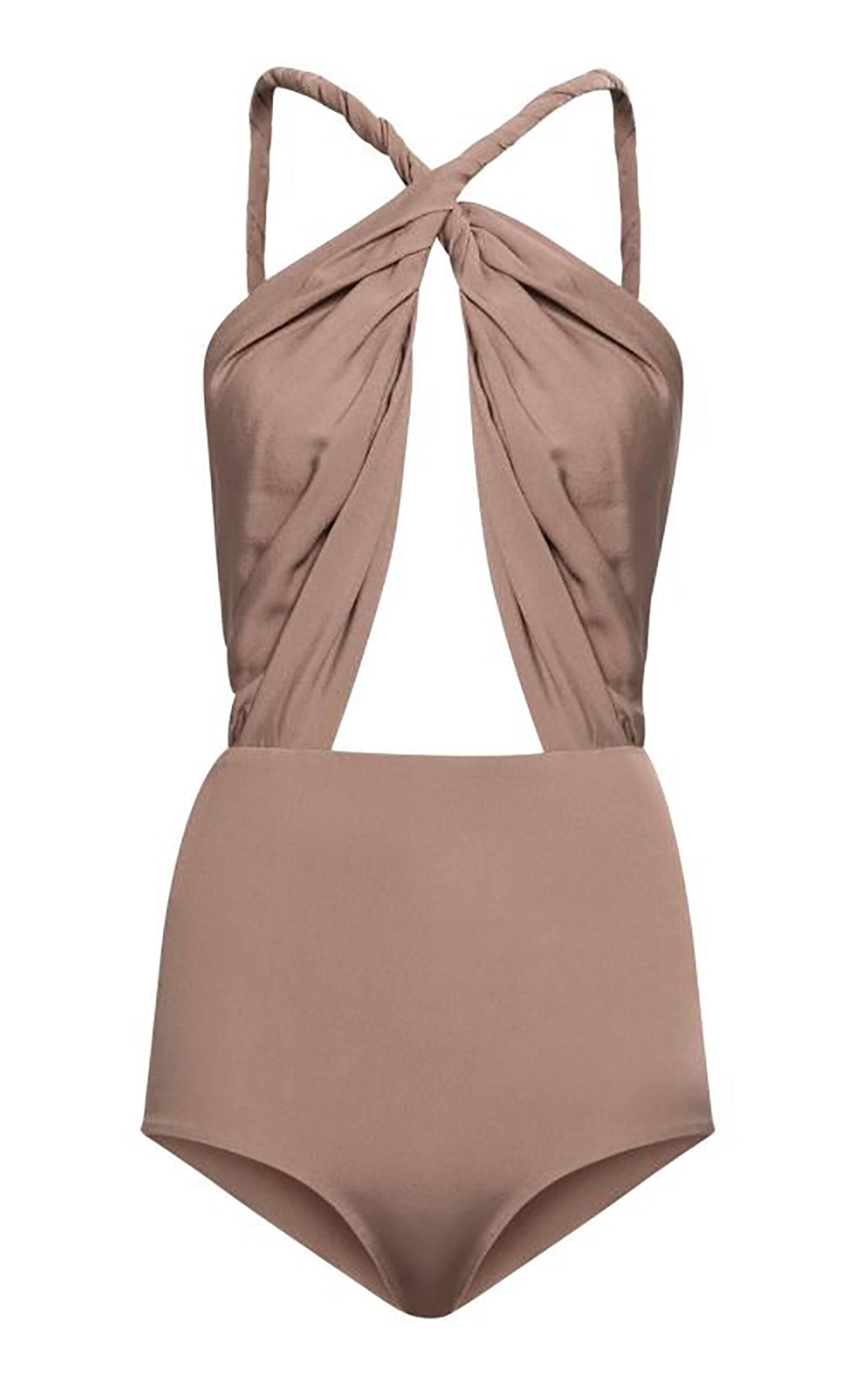 Elie Saab Double Georgette Bodysuit In Brown