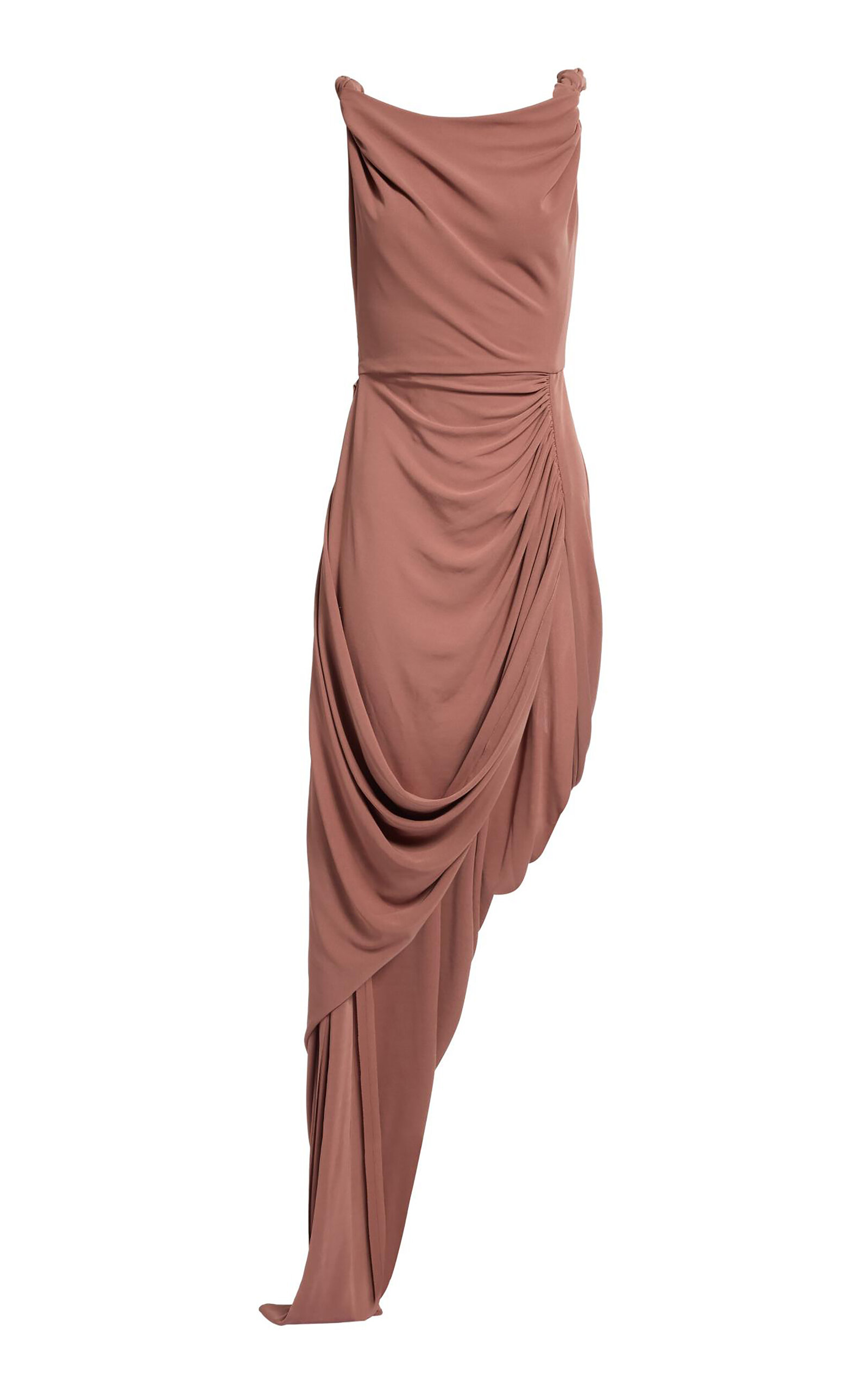 Elie Saab Jersey Midi Dress In Brown