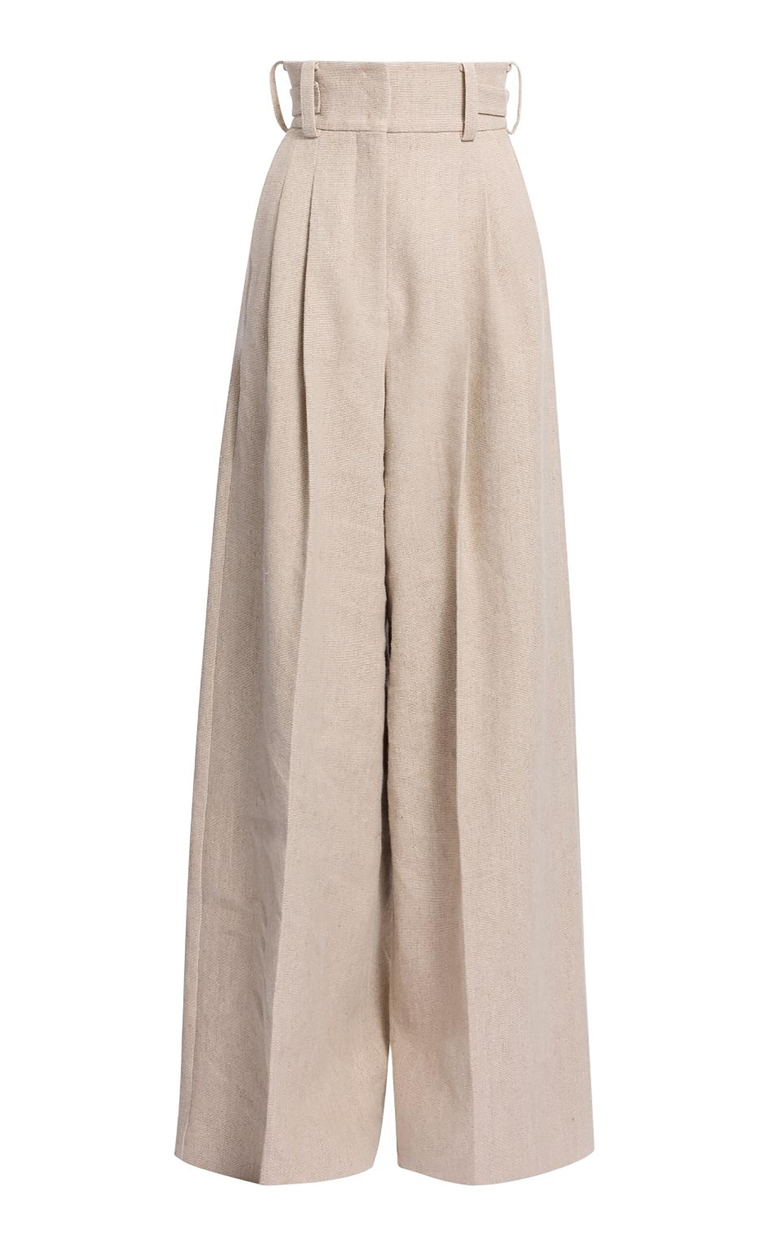 Elie Saab Cotton Canvas Pants In Neutral