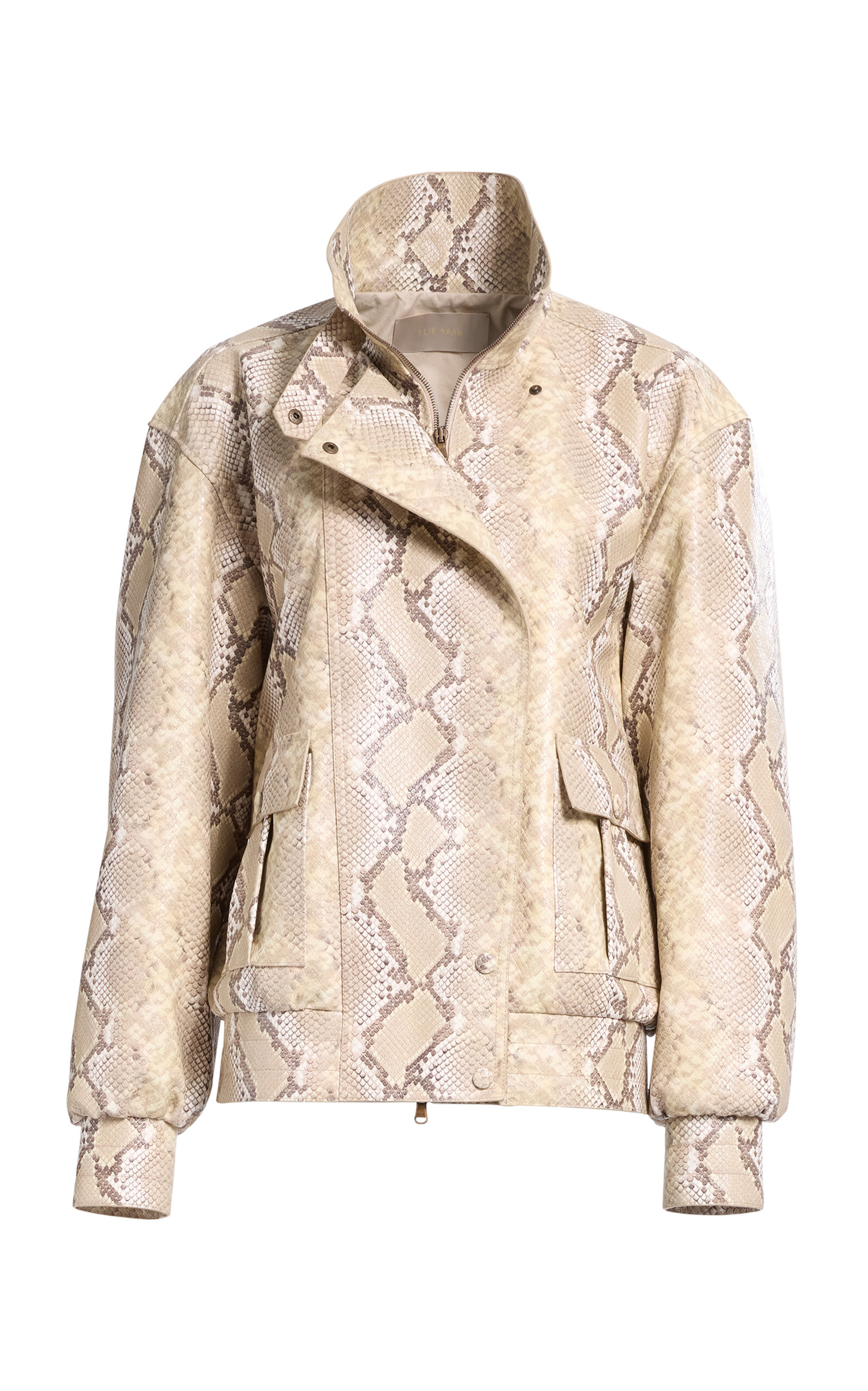 Elie Saab Leather Jacket In Gold