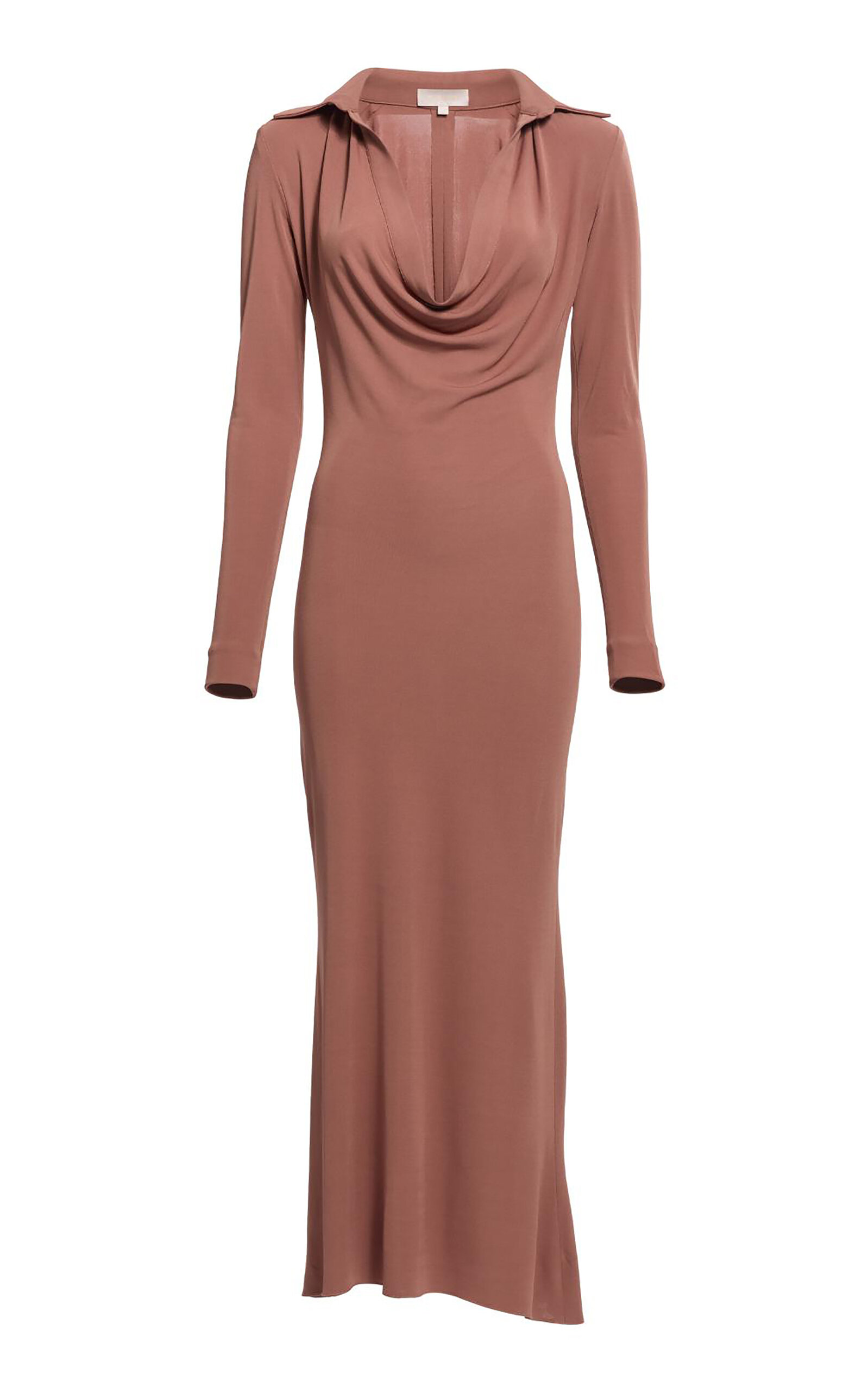 Elie Saab Jersey Midi Dress In Brown