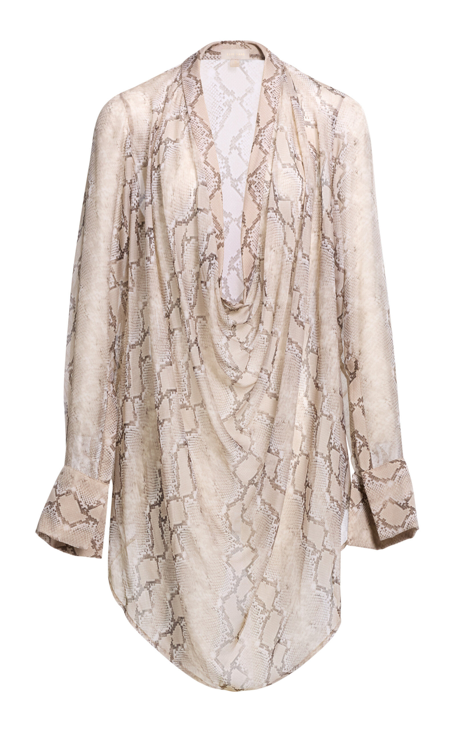 Elie Saab Printed Chiffon Blouse In Neutral