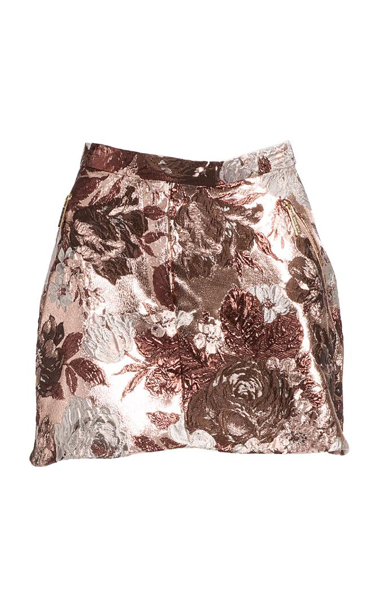 Elie Saab Brocade Mini Skirt In Brown