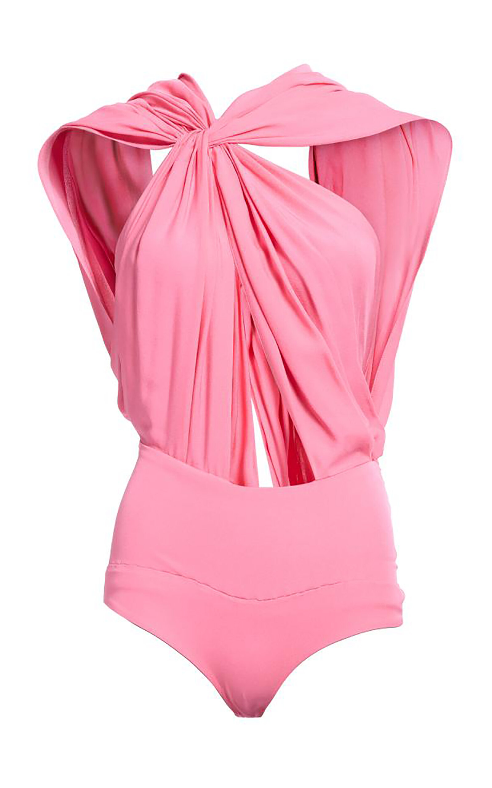 Elie Saab Double Georgette Bodysuit In Pink