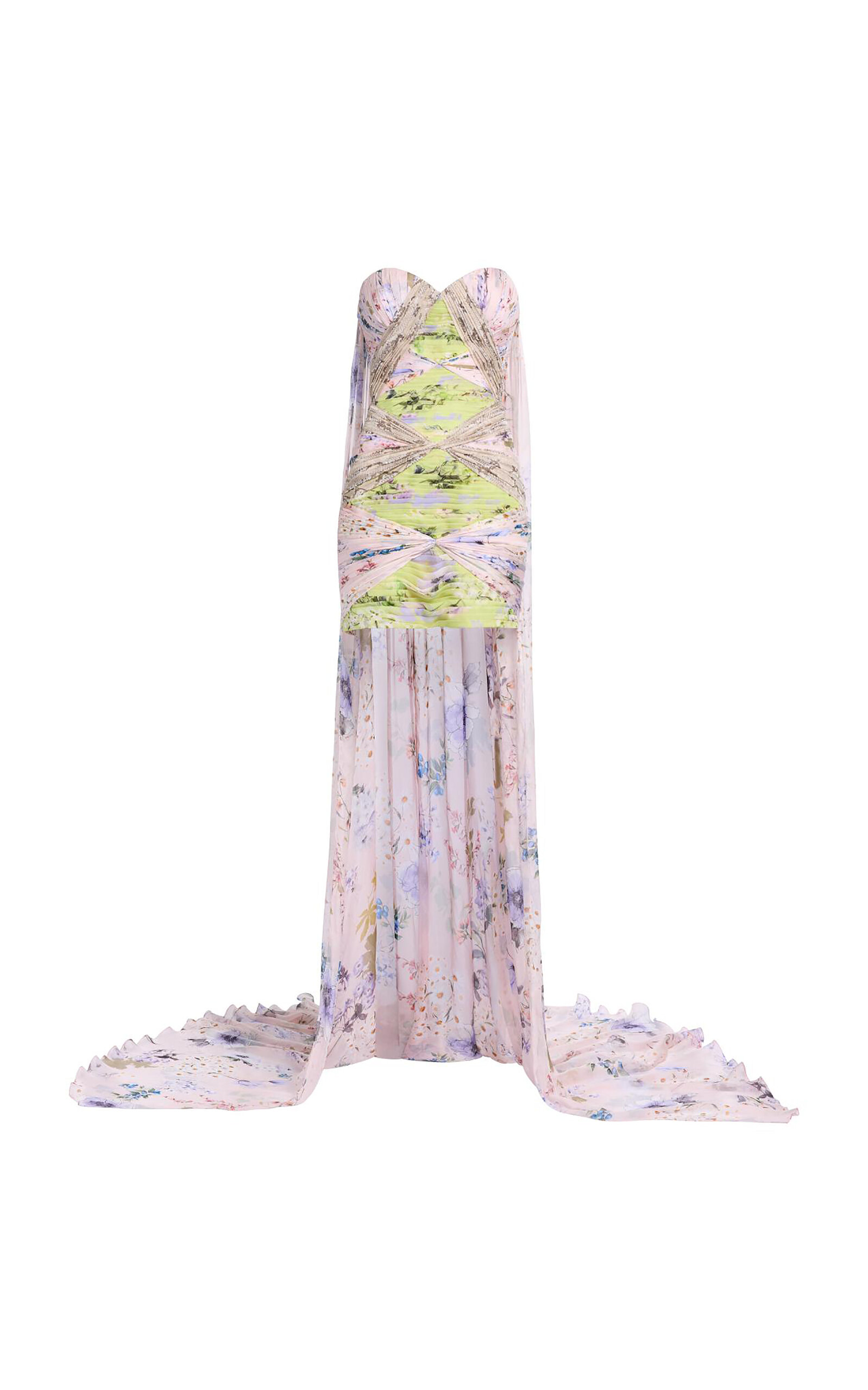 Elie Saab Printed Chiffon Short Dress In Multi