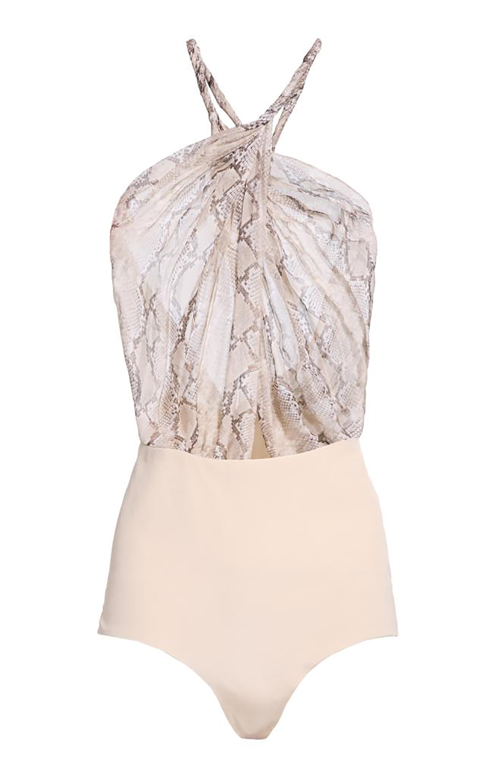 Elie Saab Printed Chiffon Bodysuit In Animal Print