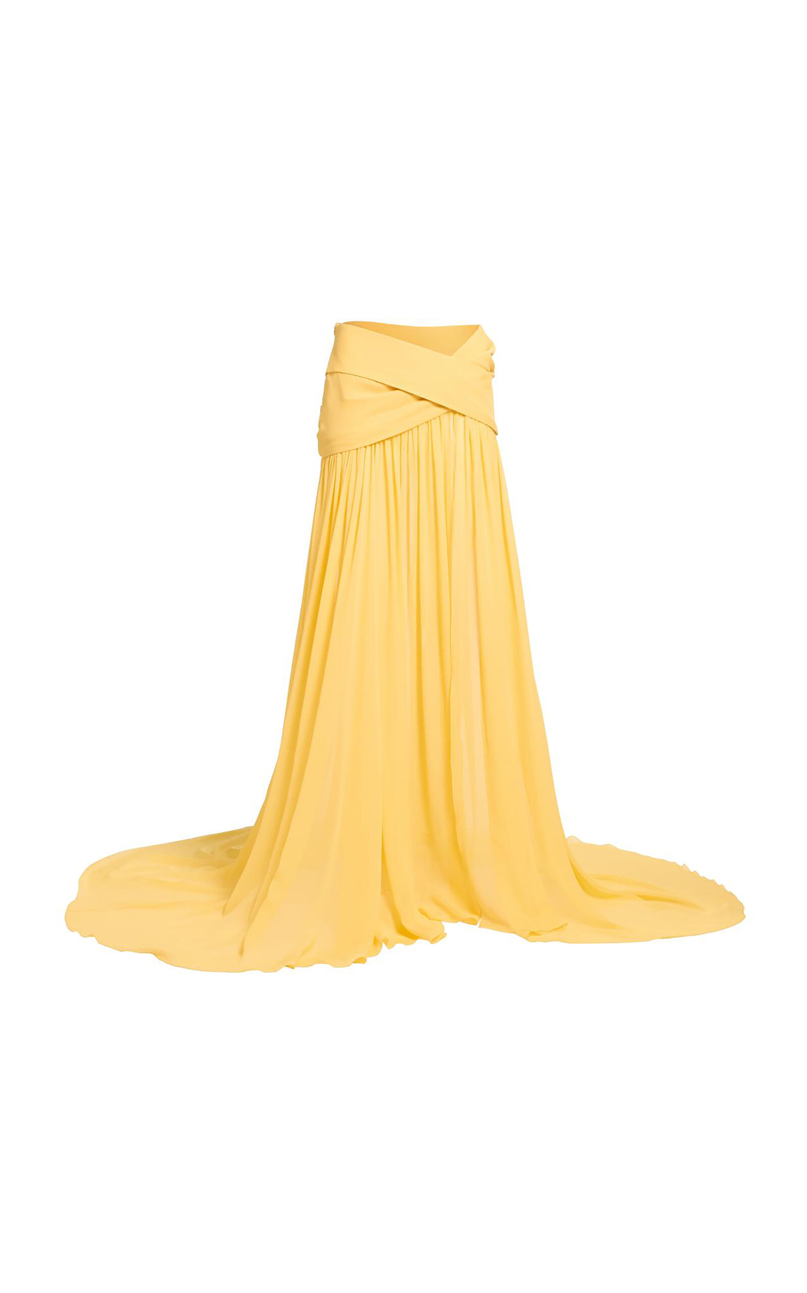 Elie Saab Silk Long Skirt In Yellow