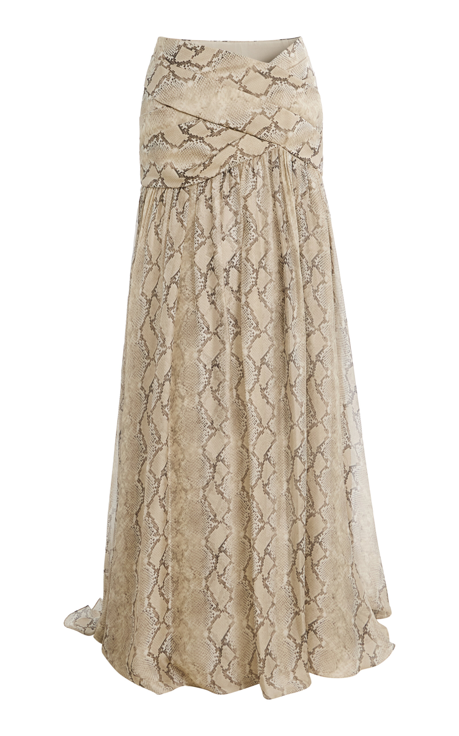Elie Saab Printed Chiffon Long Skirt