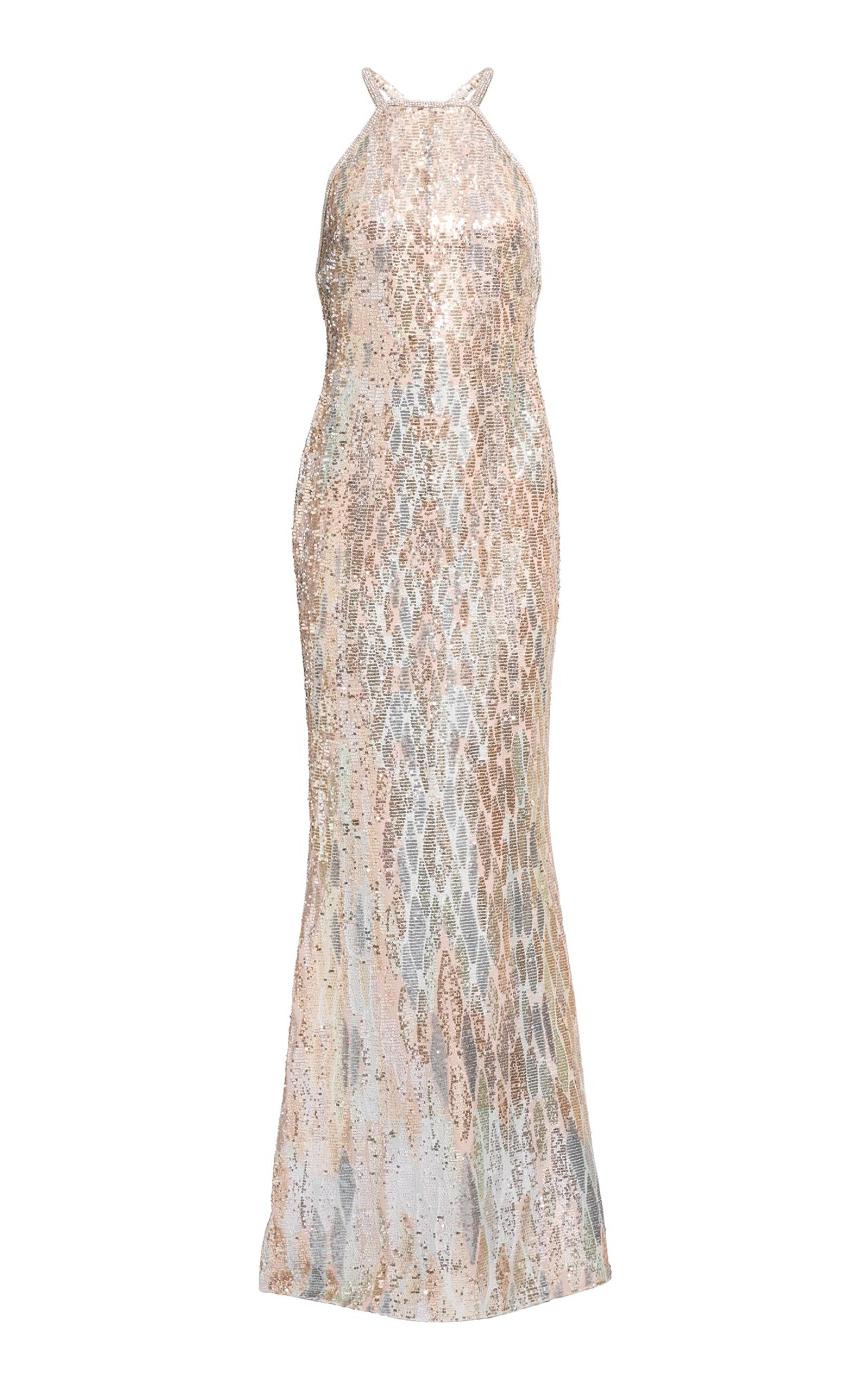 Elie Saab Sequins Embroidered Tulle Long Dress - Multi
