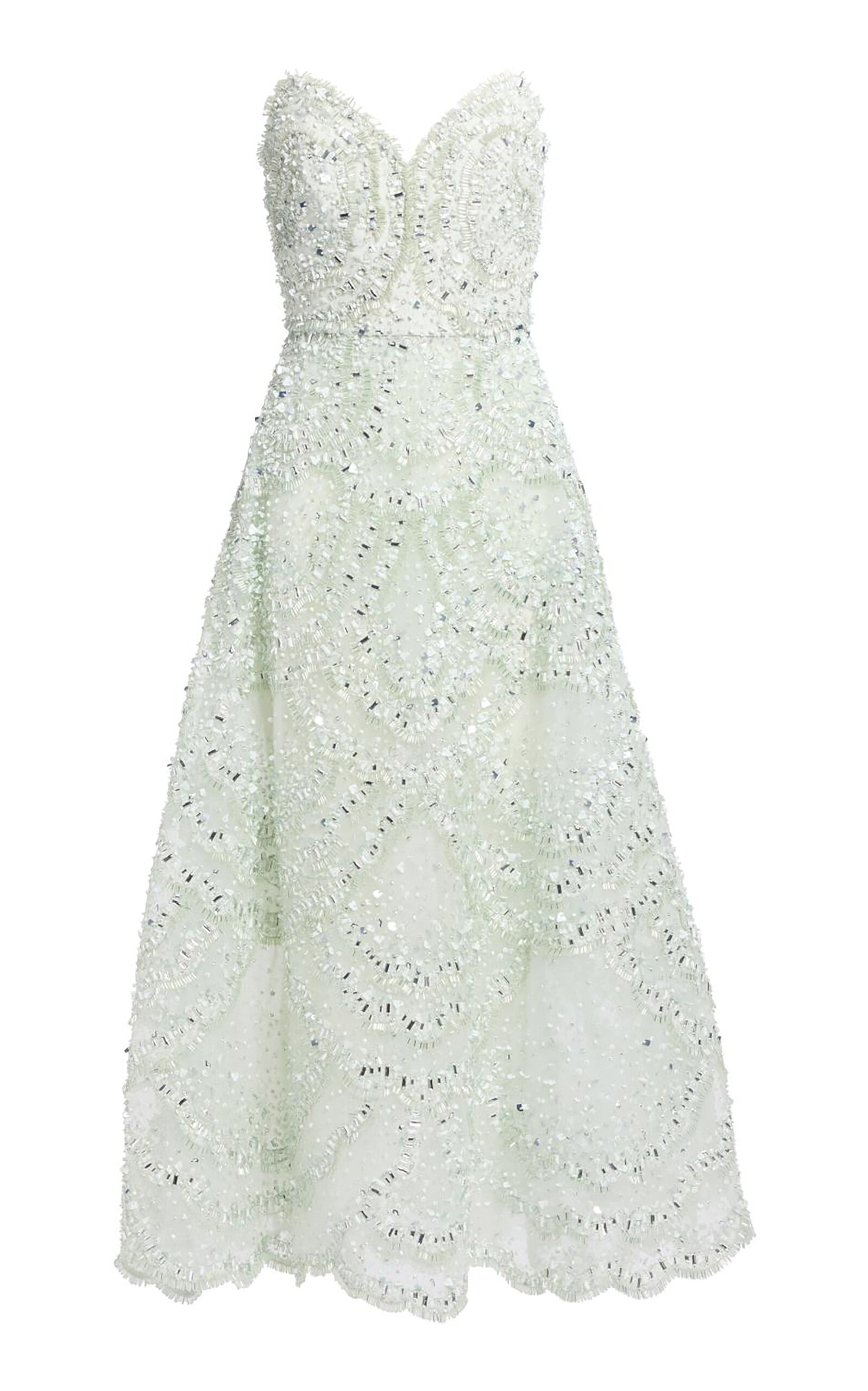 Elie Saab Bead Embroidered Long Dress In Green