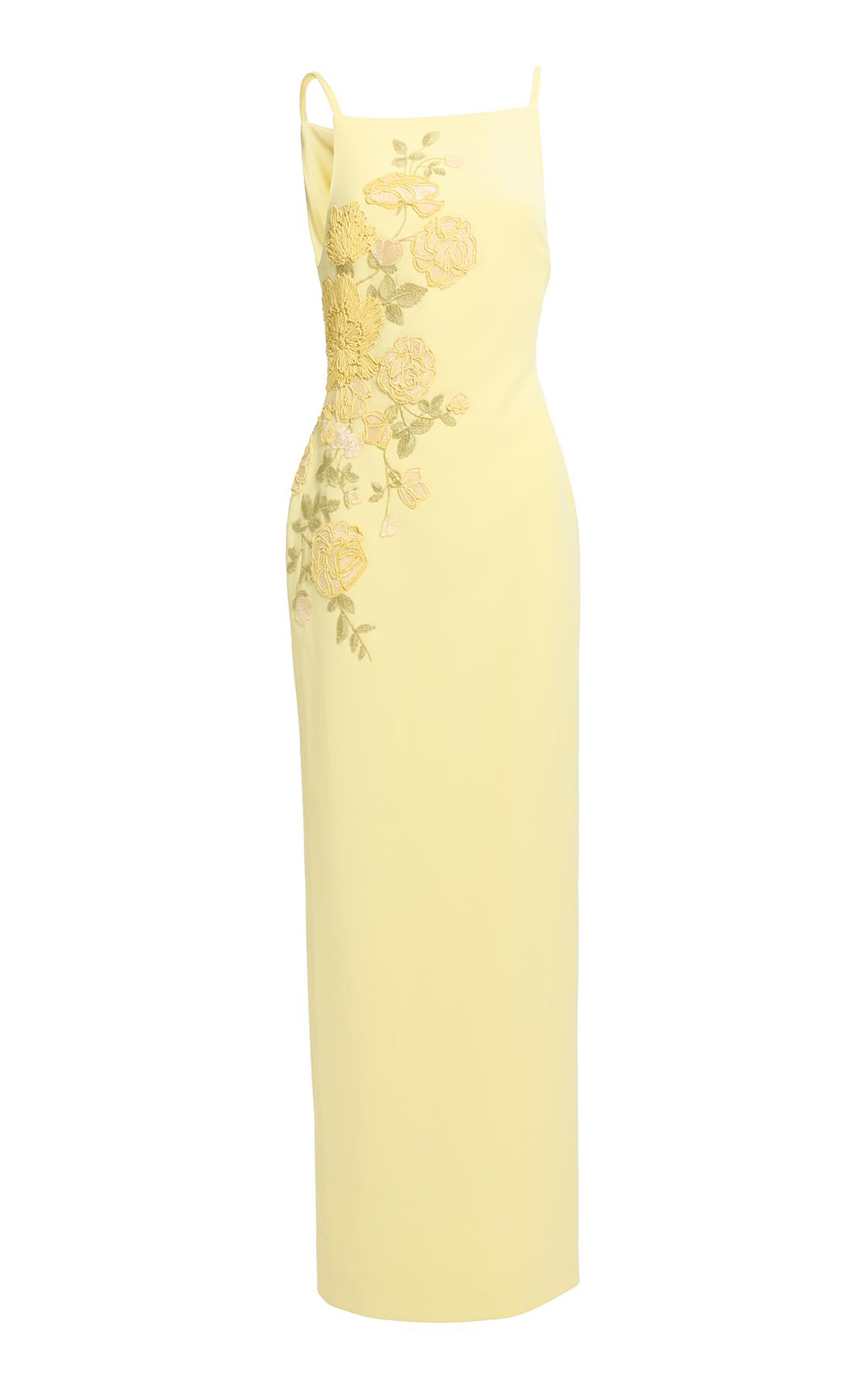 Elie Saab Embellished Cady Long Dress In Yellow