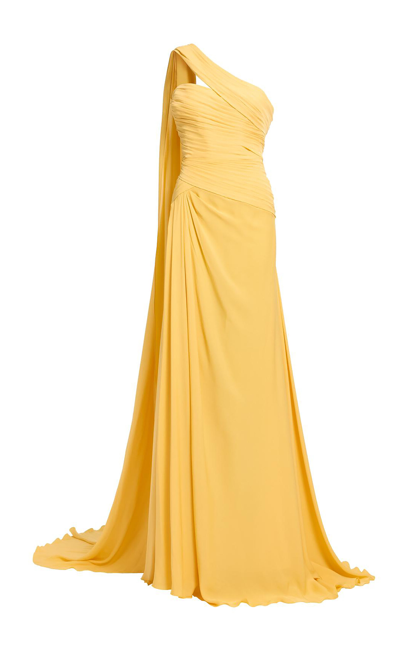 Elie Saab Double Georgette Long Dress - Yellow