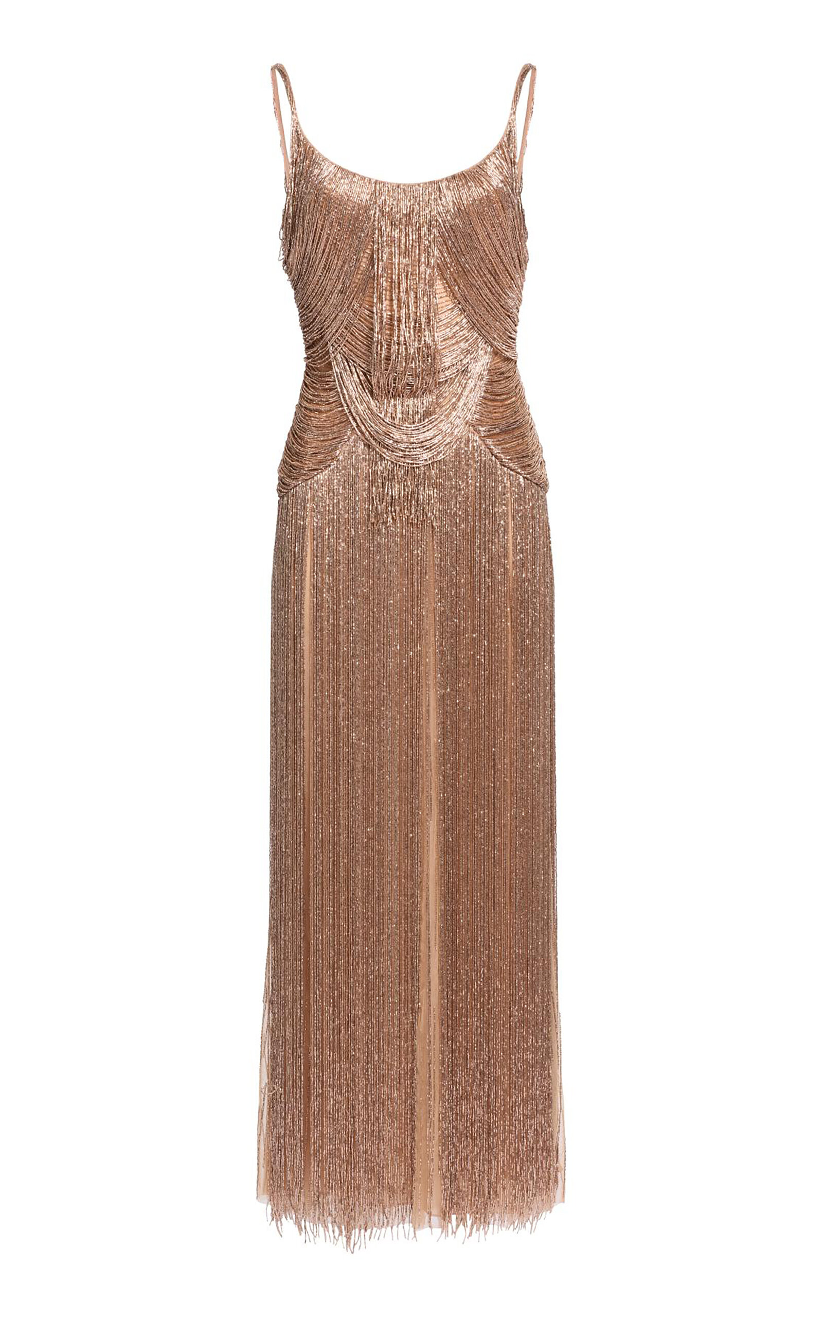 Elie Saab Bead Embroidered Midi Dress - Nude